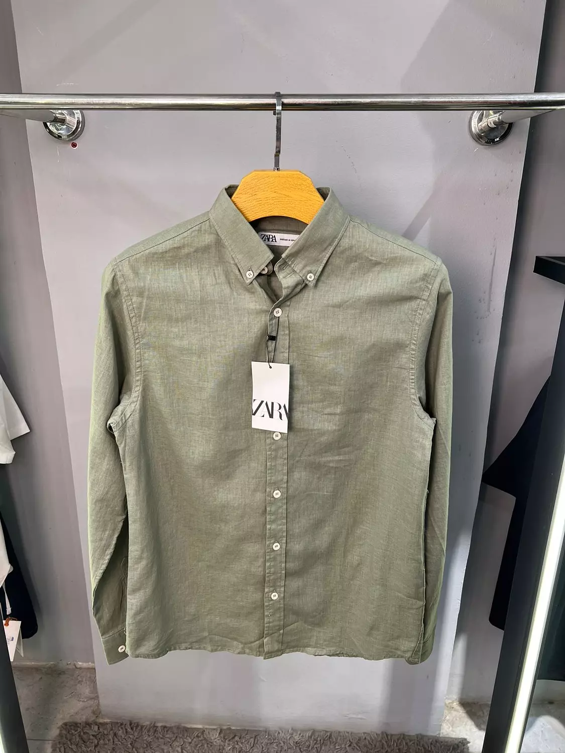 ZARA DARK SEA GREEN LINEN SHIRT / 11734 image