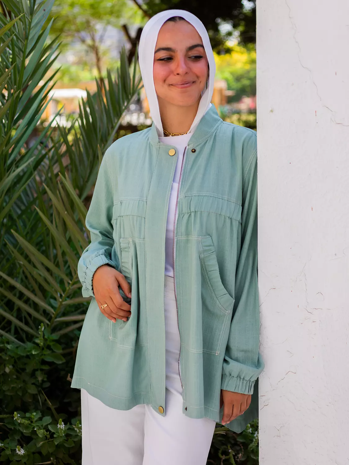 FLY HIGH LINEN Jacket in mint green  image