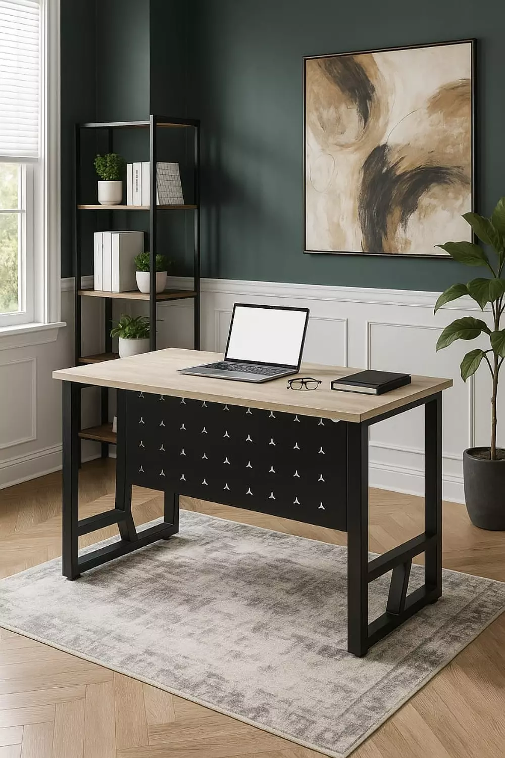 100 cm Desk – Black Islamic Frame + Ash Top image