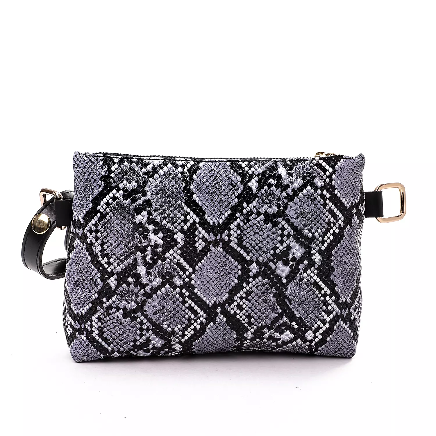 ST Leather Waist And Cross Bag-Gray Snake 2