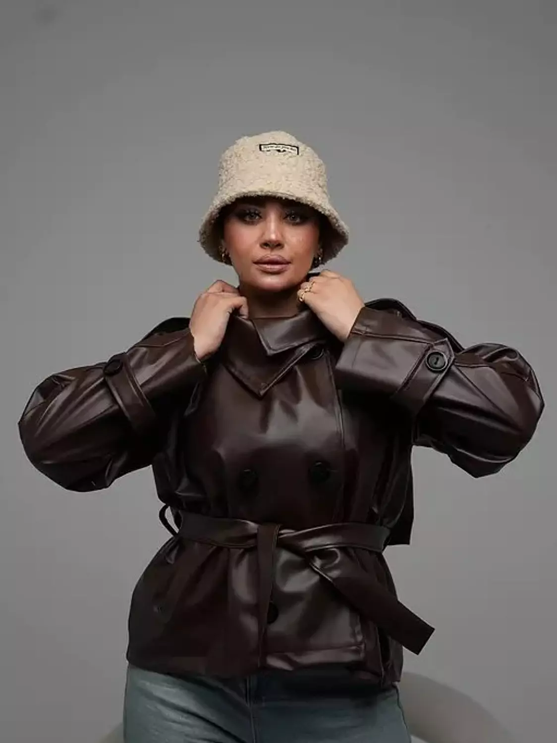 Belted Cropped Leather Jacket 8