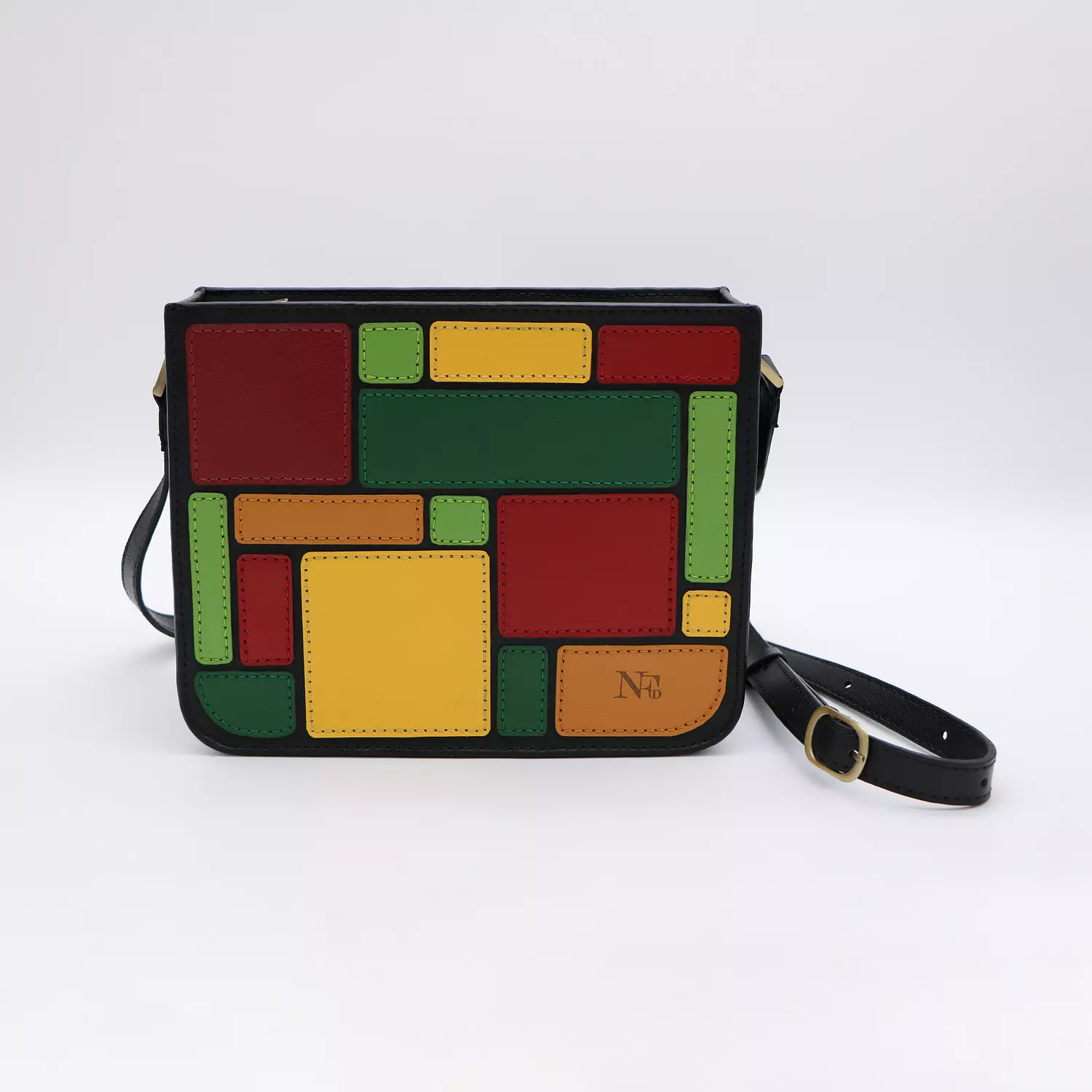 Patchwork genuine leather bag. image