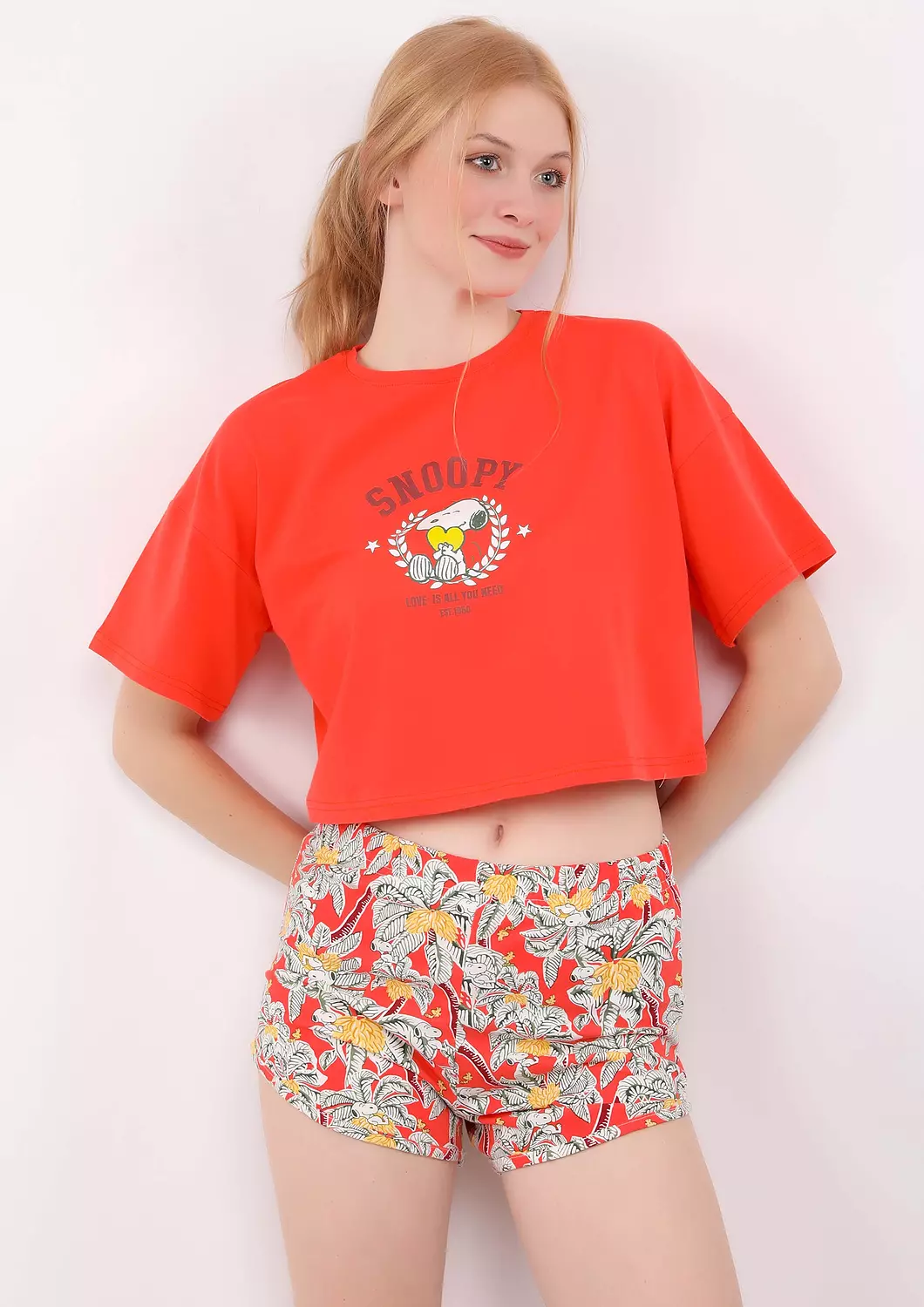 Snoopy Palms Shorts Pajama Set 1