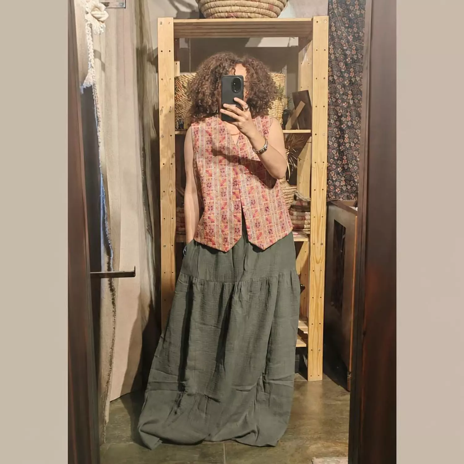  a line maxi cotton Crinkle skirts 4