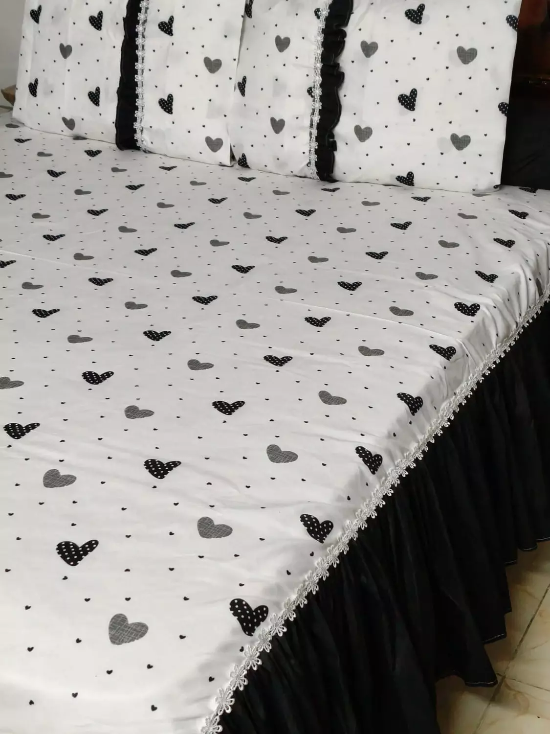 طقم ملايه قطن تركي كرانيش قلوب  image