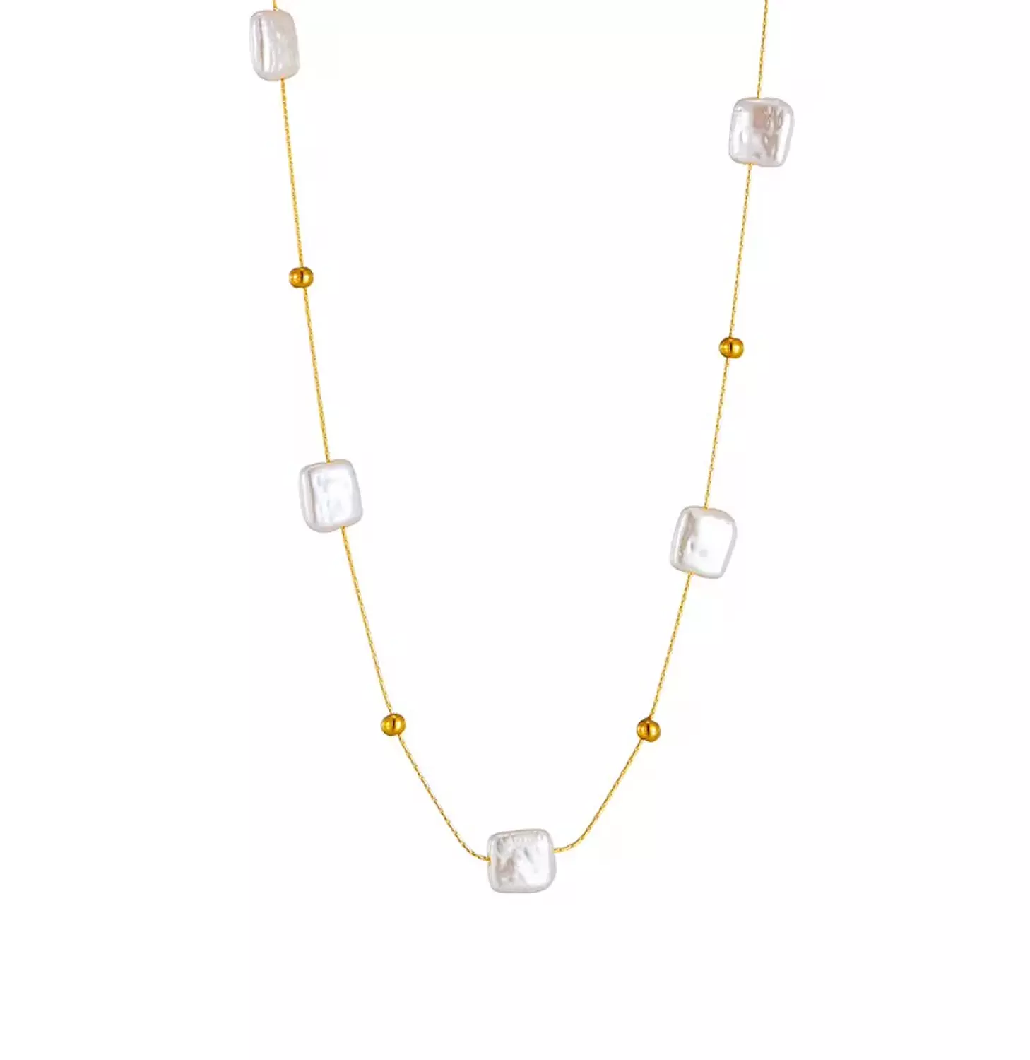 Square pearl chain necklace  5