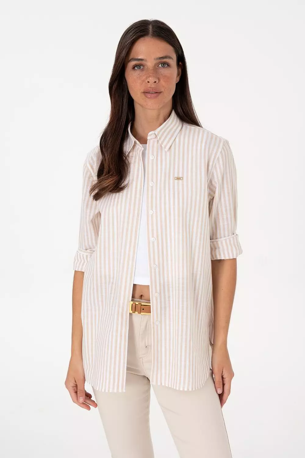 Women's Striped Stone Long Sleeve Tunic Shirt new POLO   3