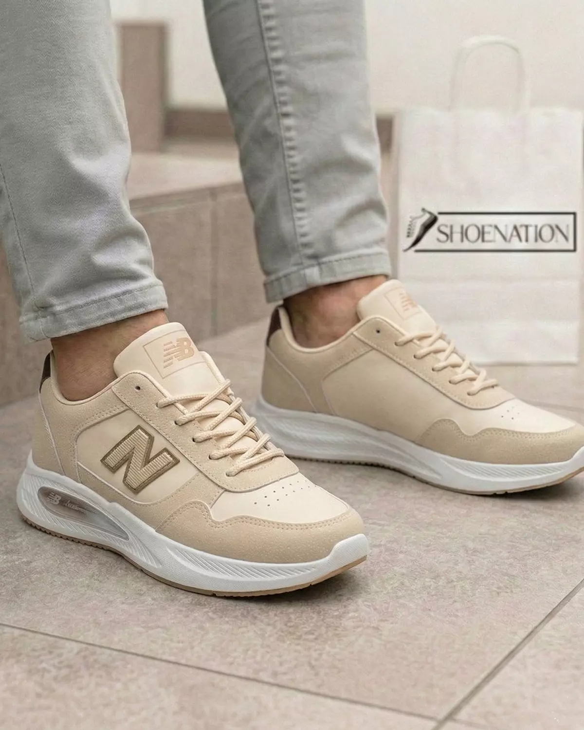 Big Size Men’s New Balance Shoes -Beige image