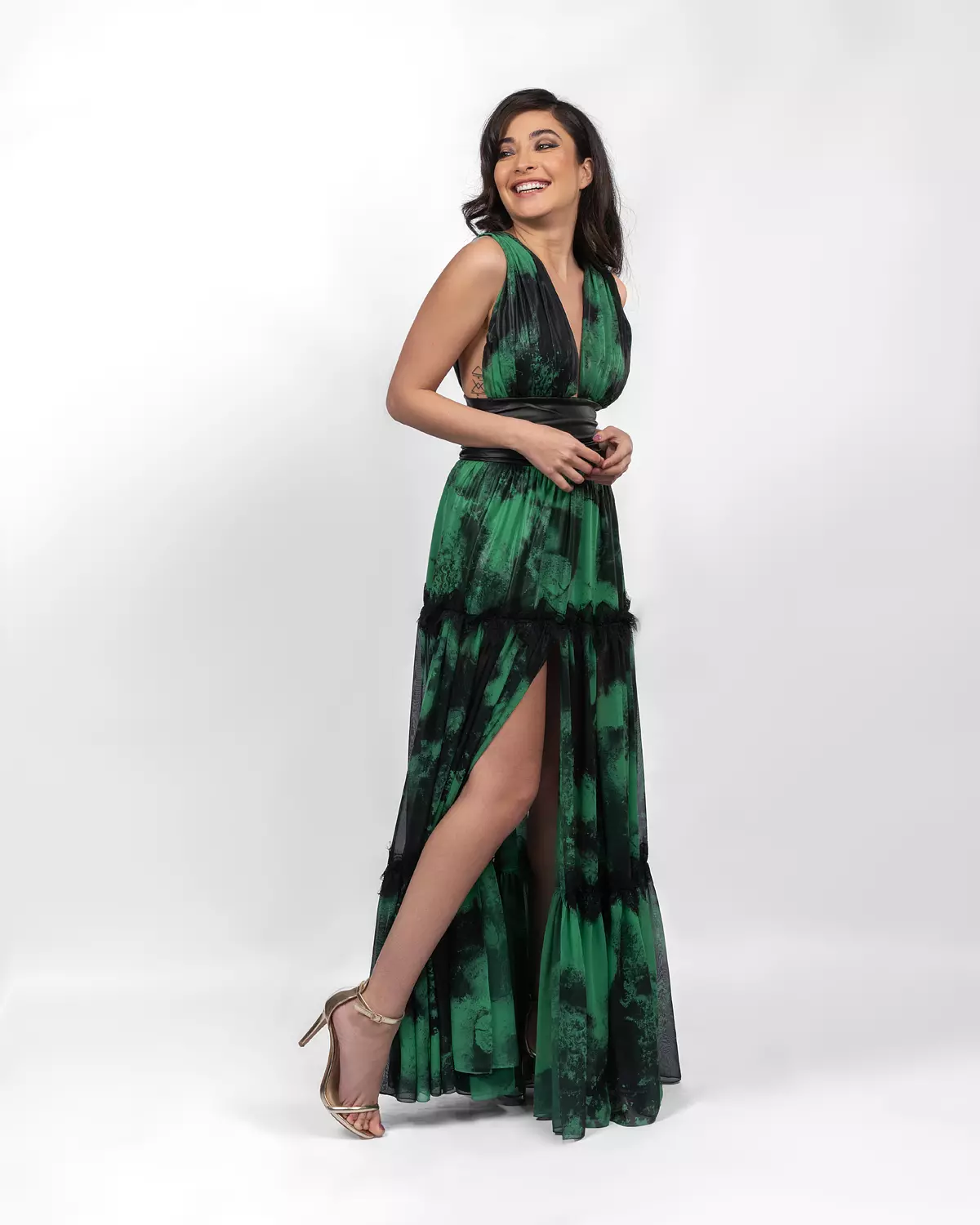 Sophisticated Green Black Dress 4