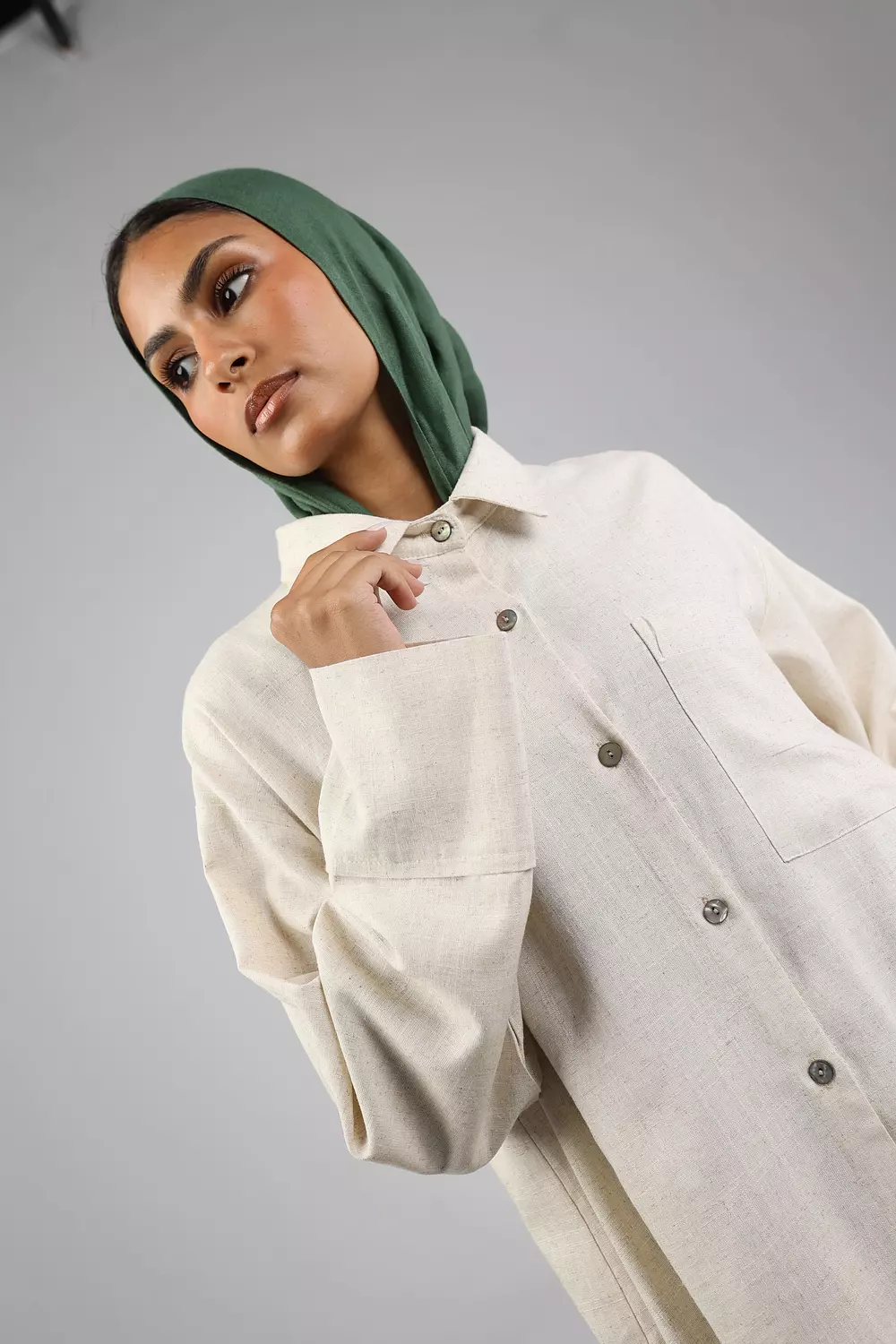 Nude Plain Linen Shirt 4