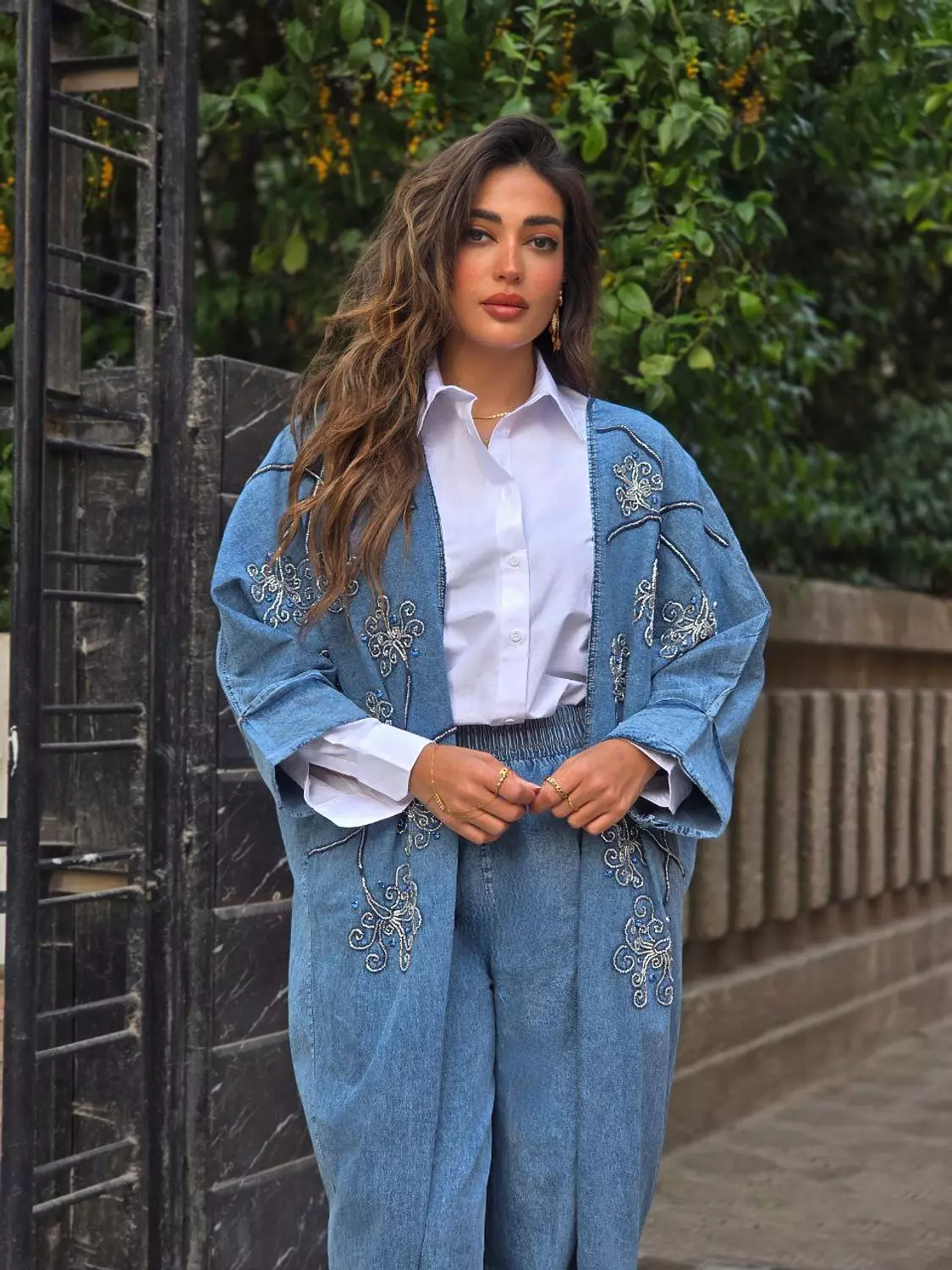 Beaded denim set  image