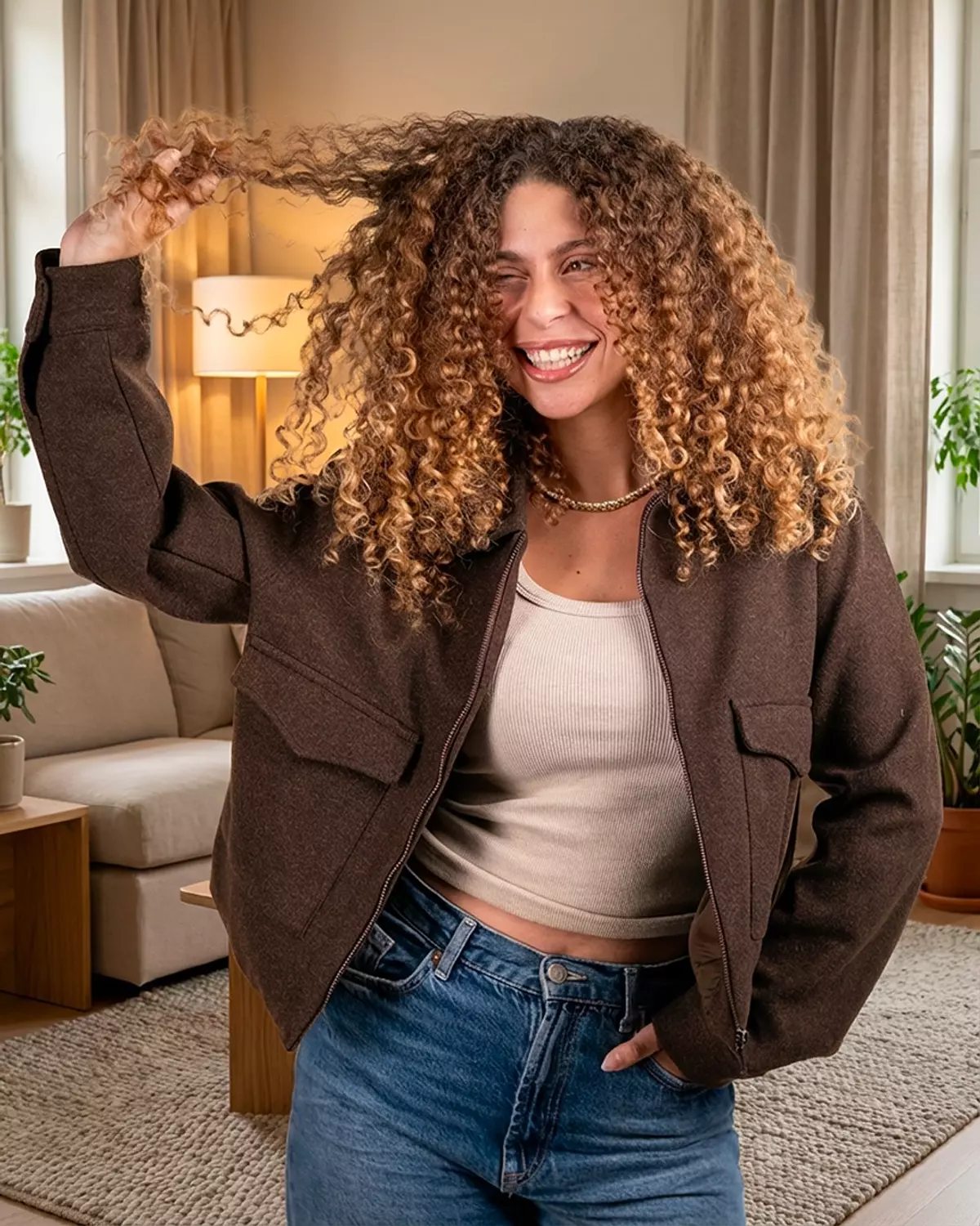 The Urban Wool Zip Jacket- Brown  image