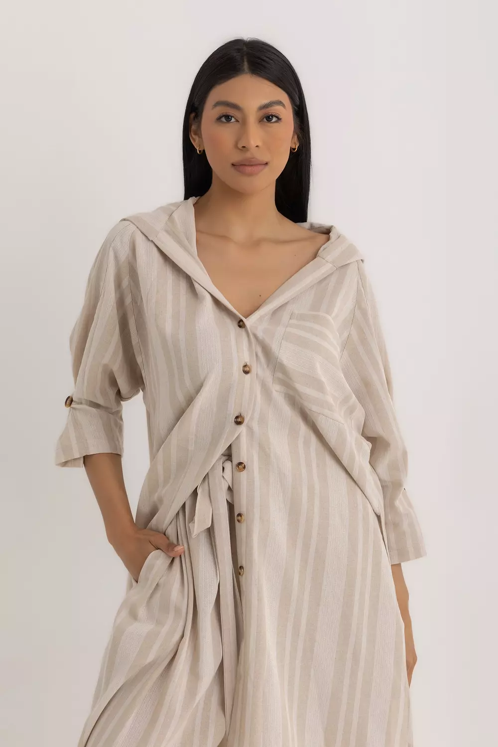 The Hadia Shirt Beige Striped 5