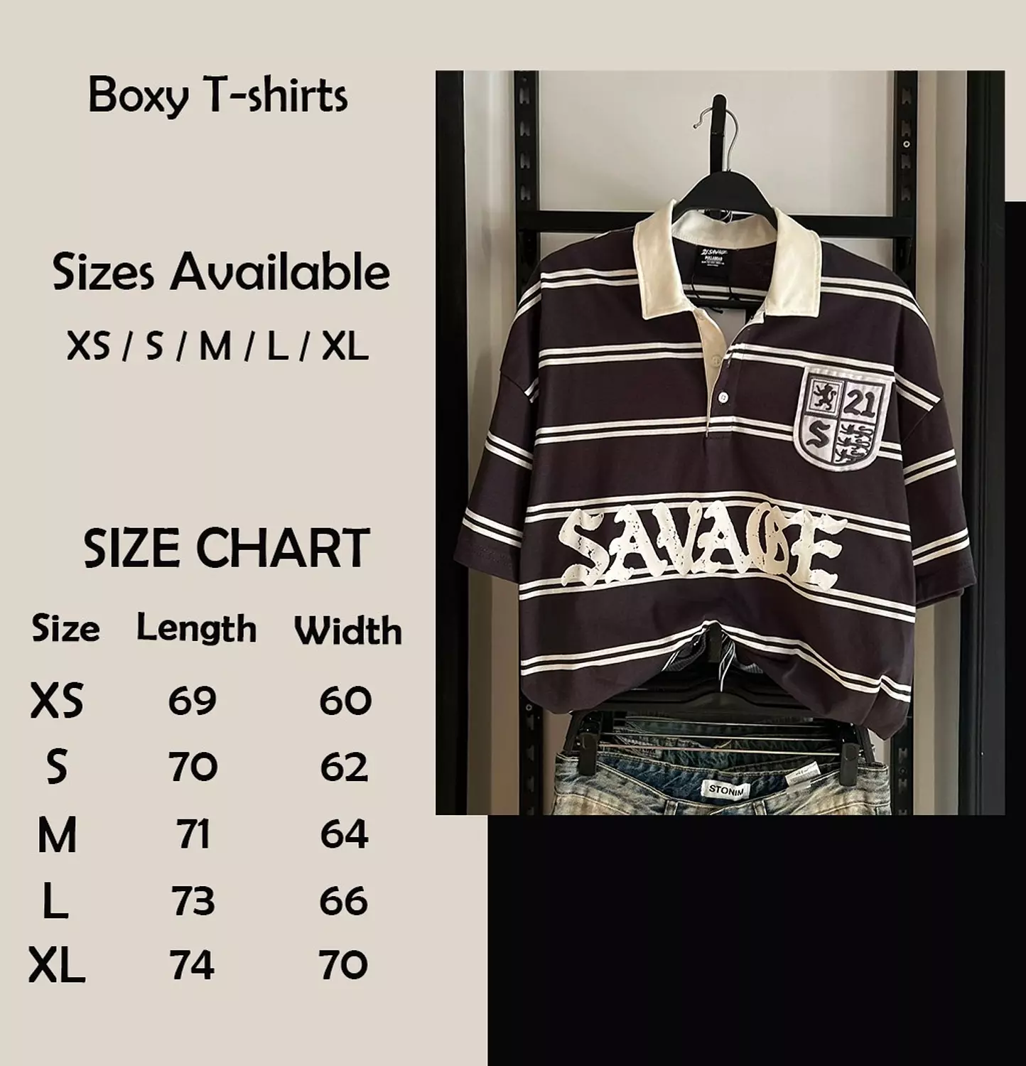 PULL&BEAR 21 SAVAGE STRIPED POLO T-SHIRT 11