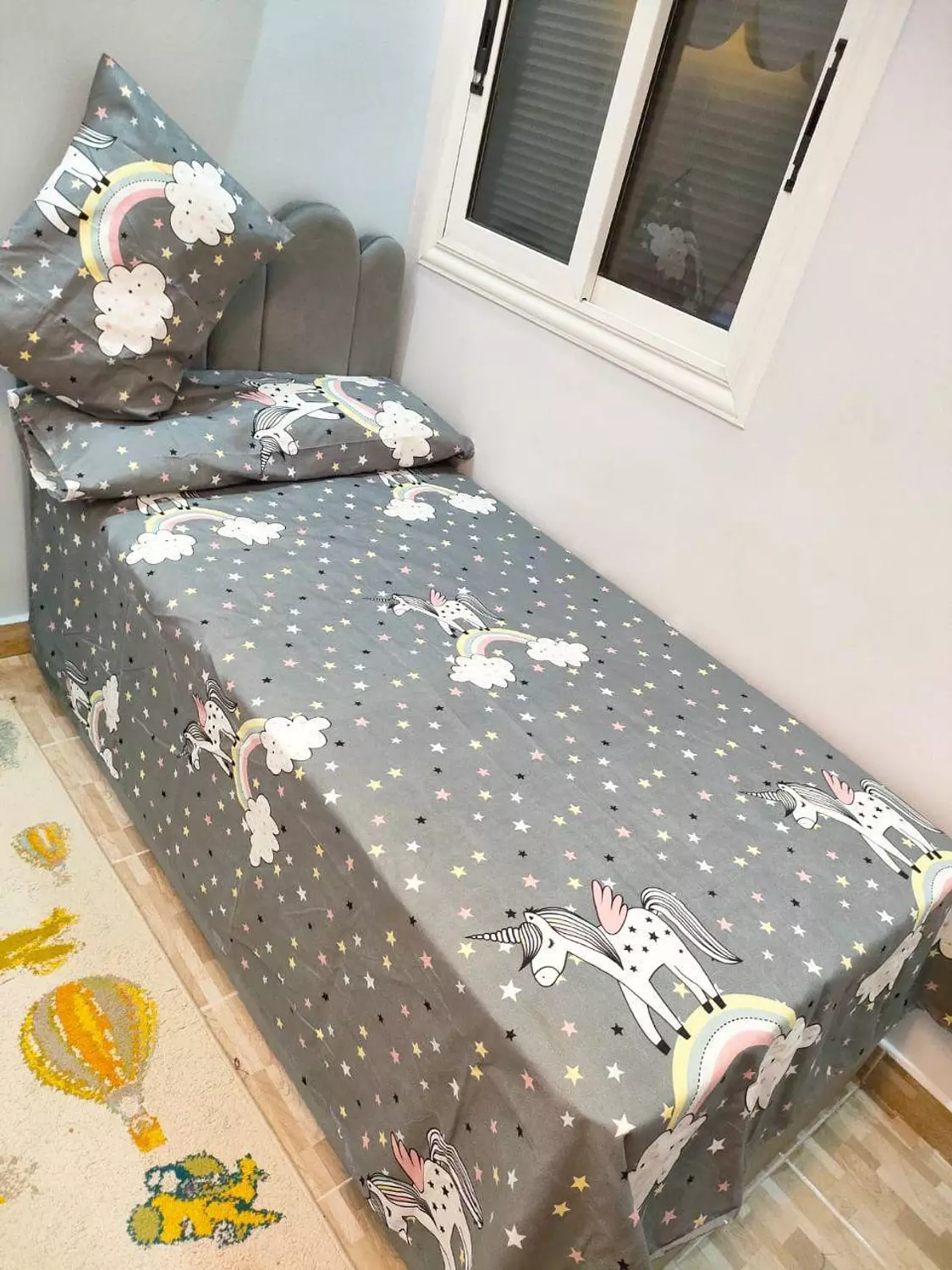 Gray unicorn children's bedding set image