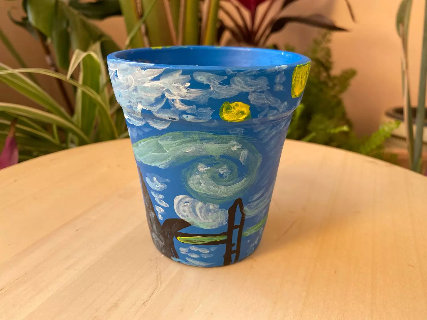 Blue X Black X Yellow X White Pottery Plant Pot size 9  image