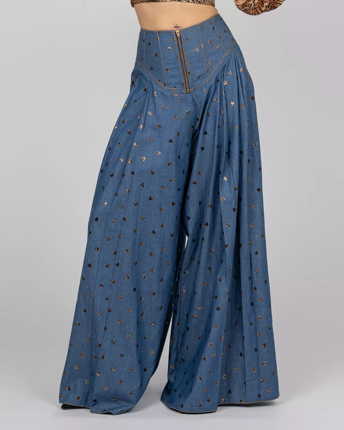 High-Waisted Leopard Heart Trousers image