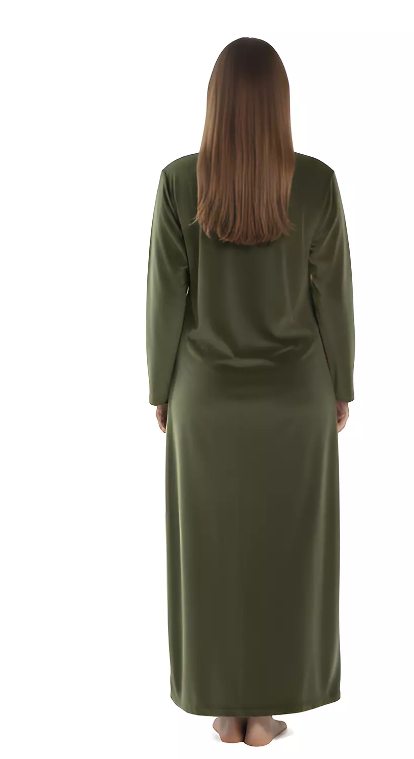 قميص نوم مطرز فليس - 2625 - زيتي 4