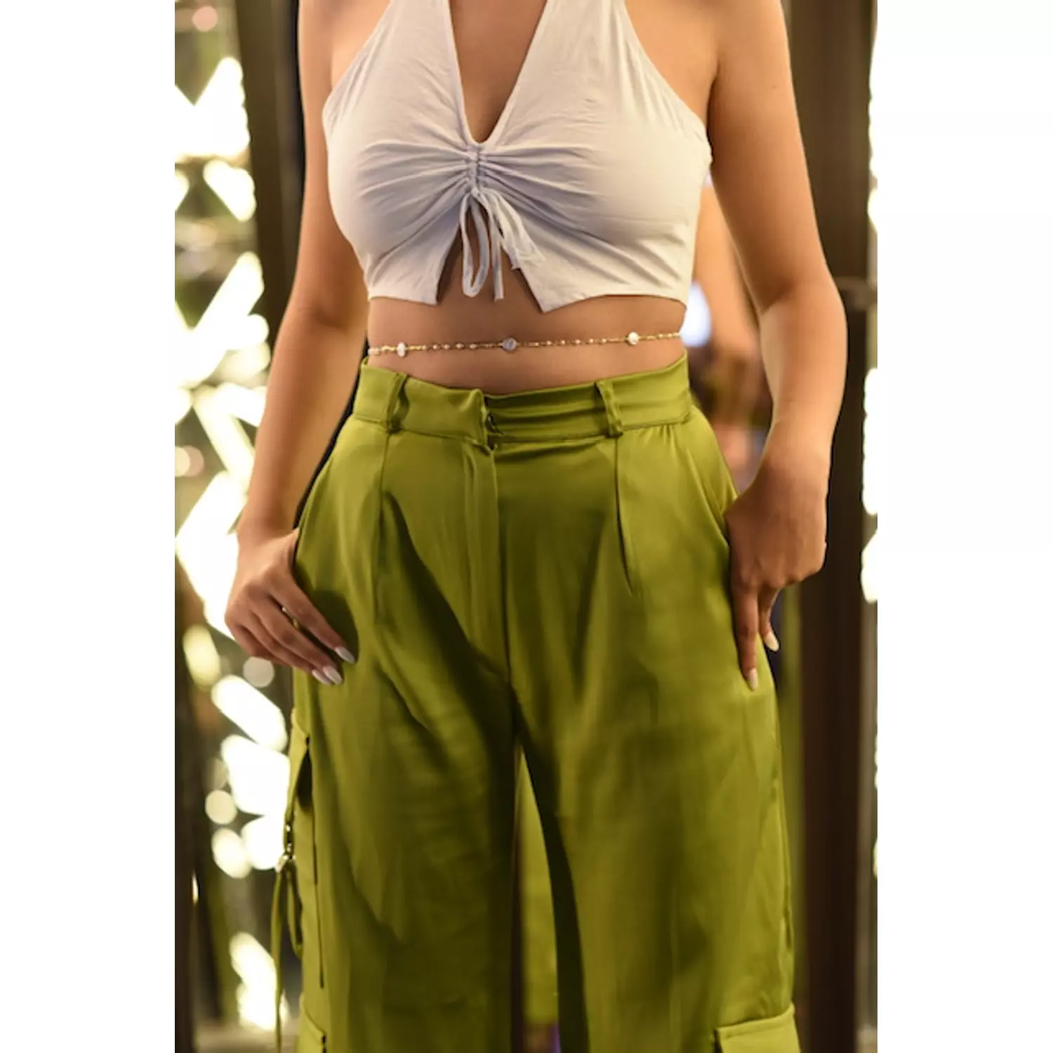 Pearls gold waist chain image