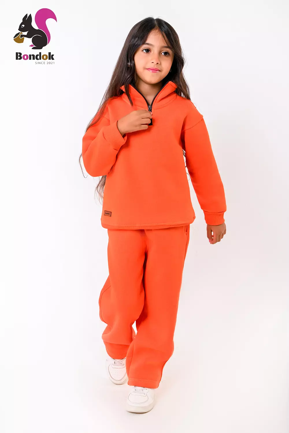 BONDOK Kids Tracksuit Set – Girls¼-Zip Stand-Collar Sweater & Jogger Pants, Comfy Fit – Ages 4–14 12