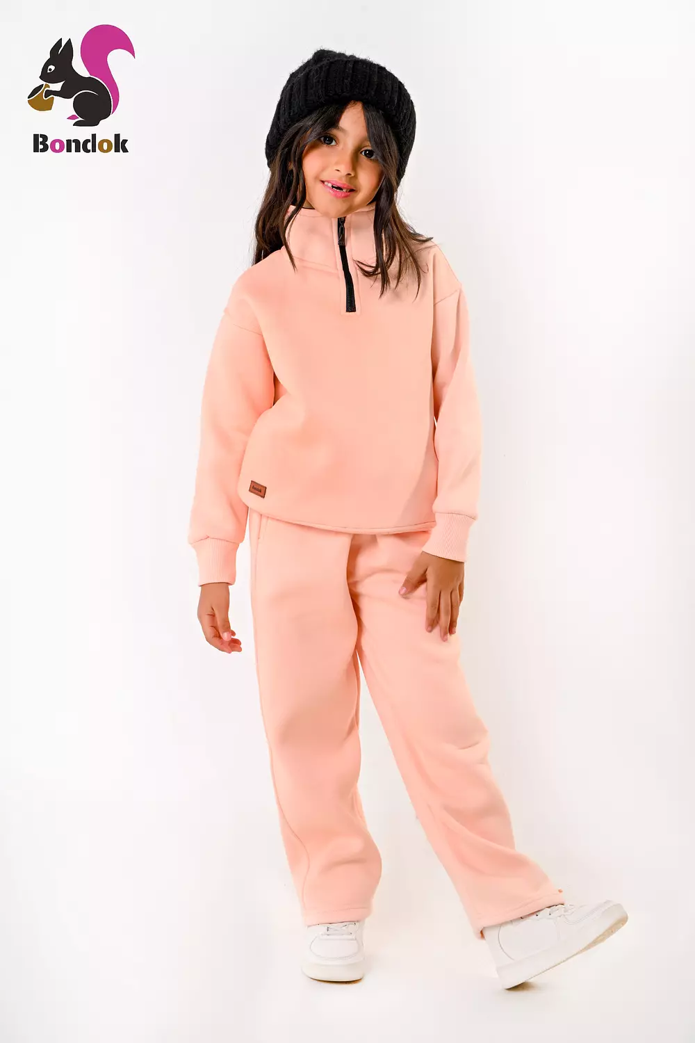 BONDOK Kids Tracksuit Set – Girls¼-Zip Stand-Collar Sweater & Jogger Pants, Comfy Fit – Ages 4–14 5