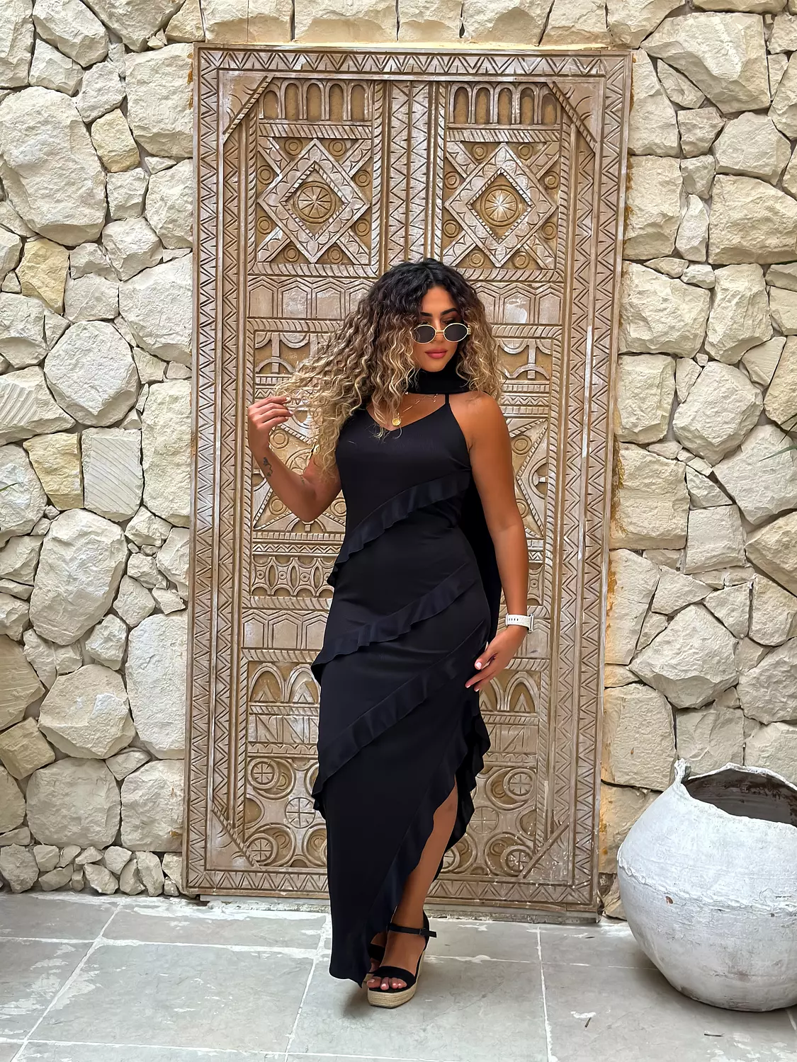 Ruffle scarf dress image