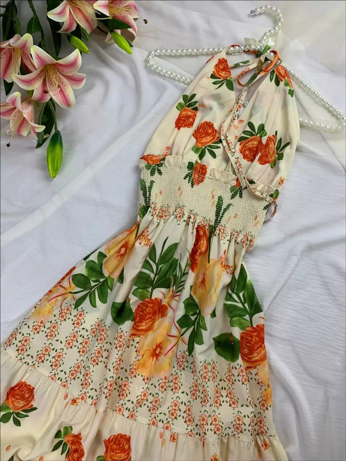 Long floral backless dress from Splash hover image