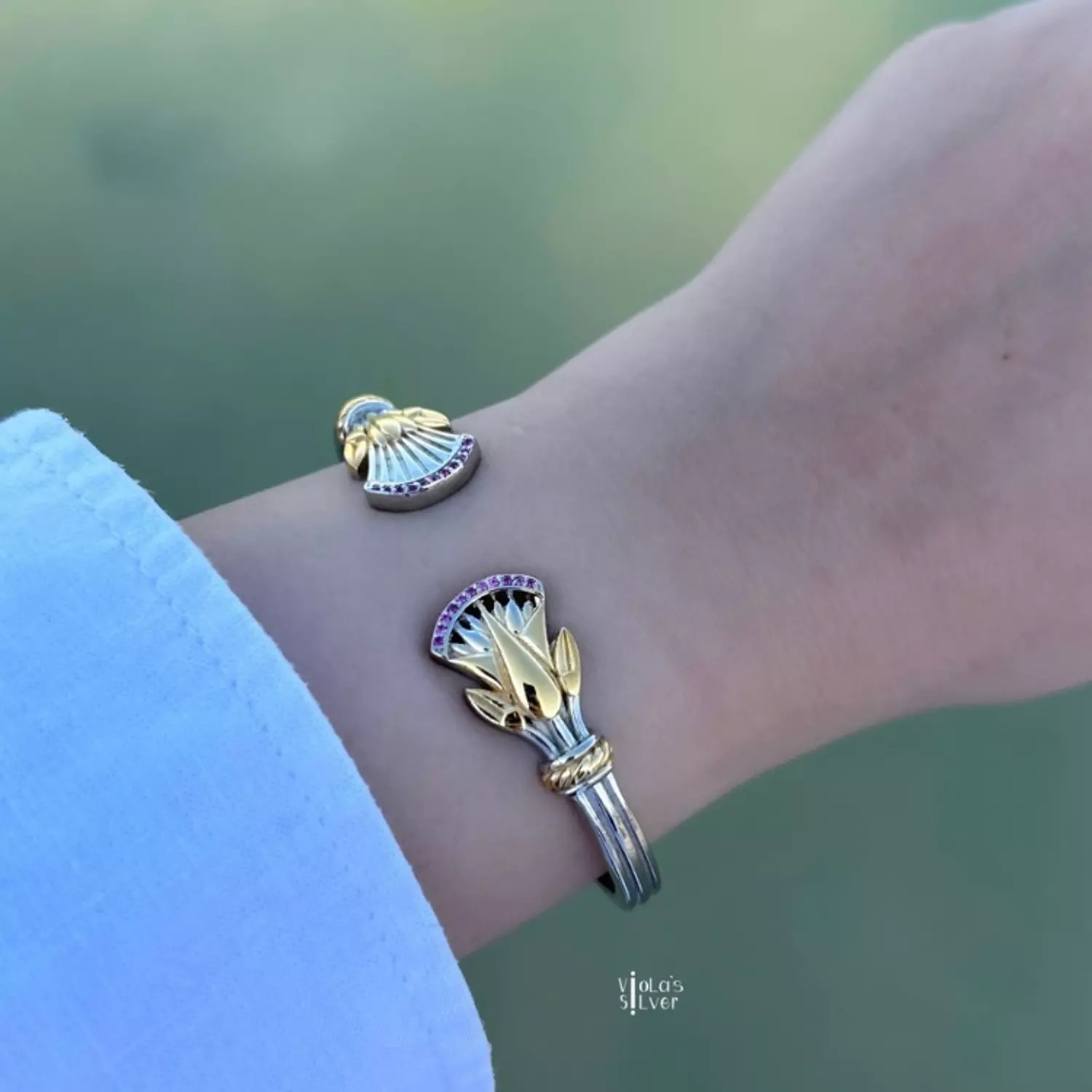 Lotus silver bangle 1