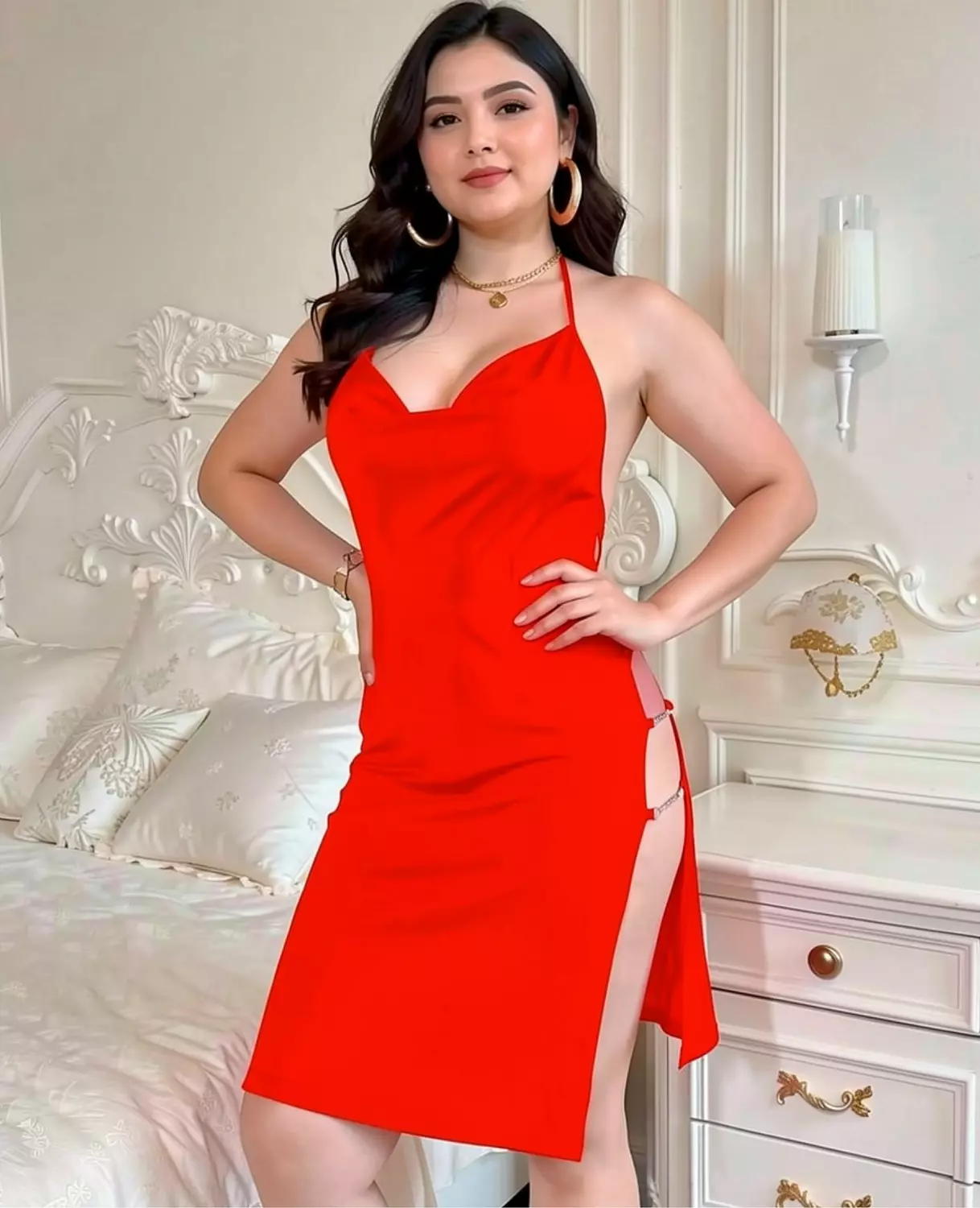 Mini Dress with Rhinestone Side Chains 5