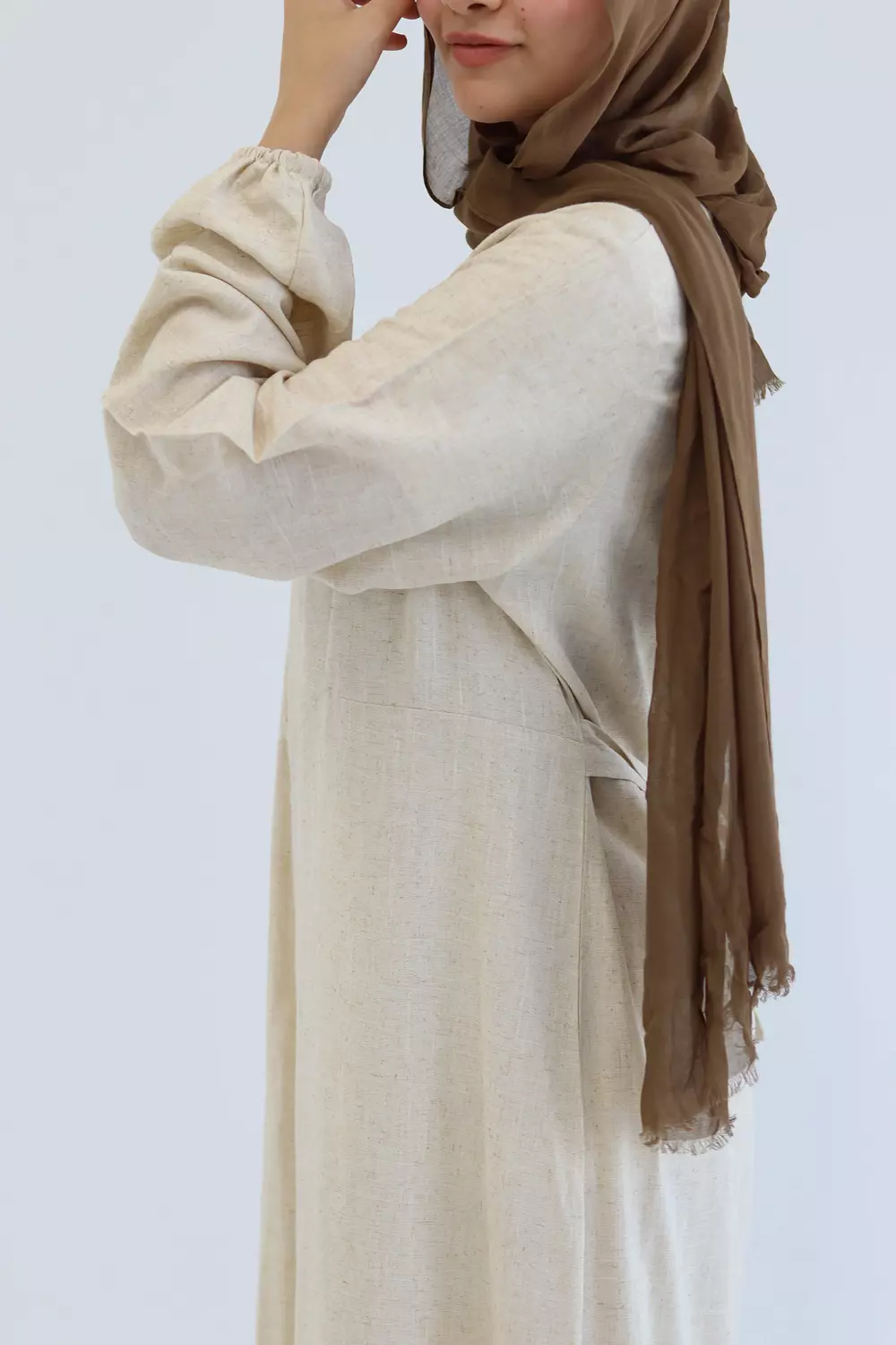 Beige Pure Linen Dress  8