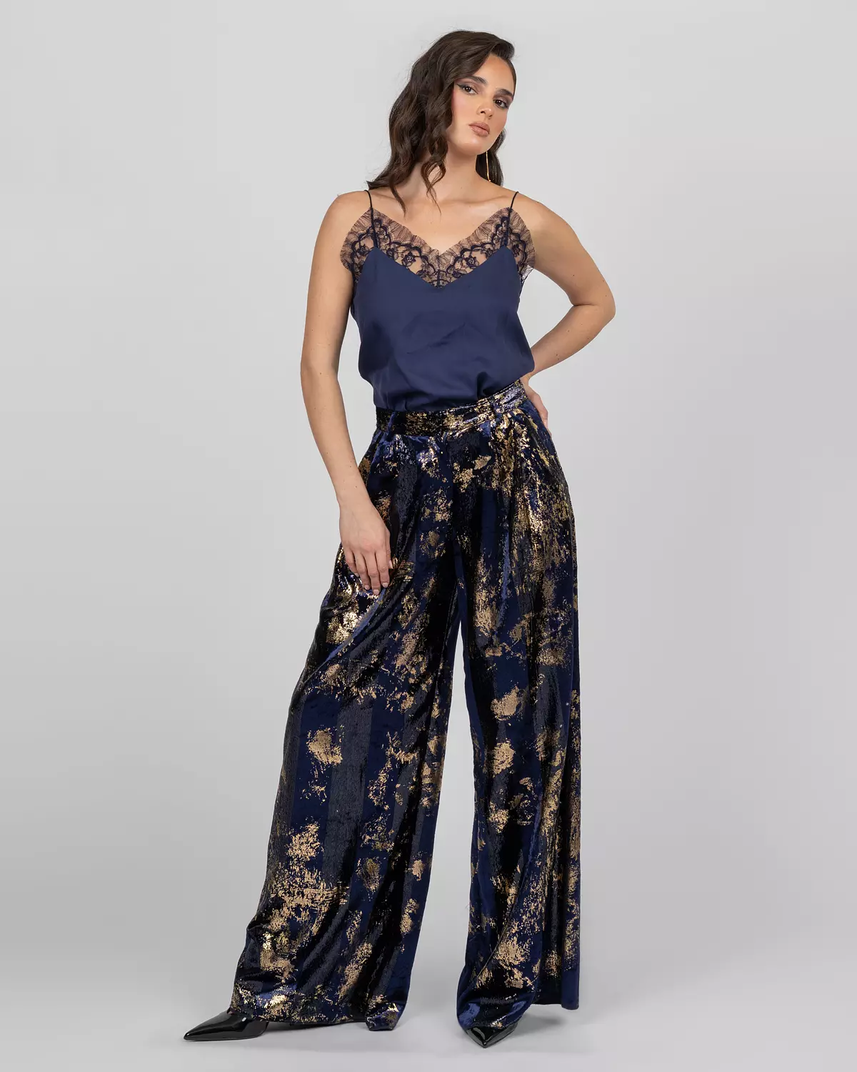Silk Velvet Wide-Leg Trousers 7