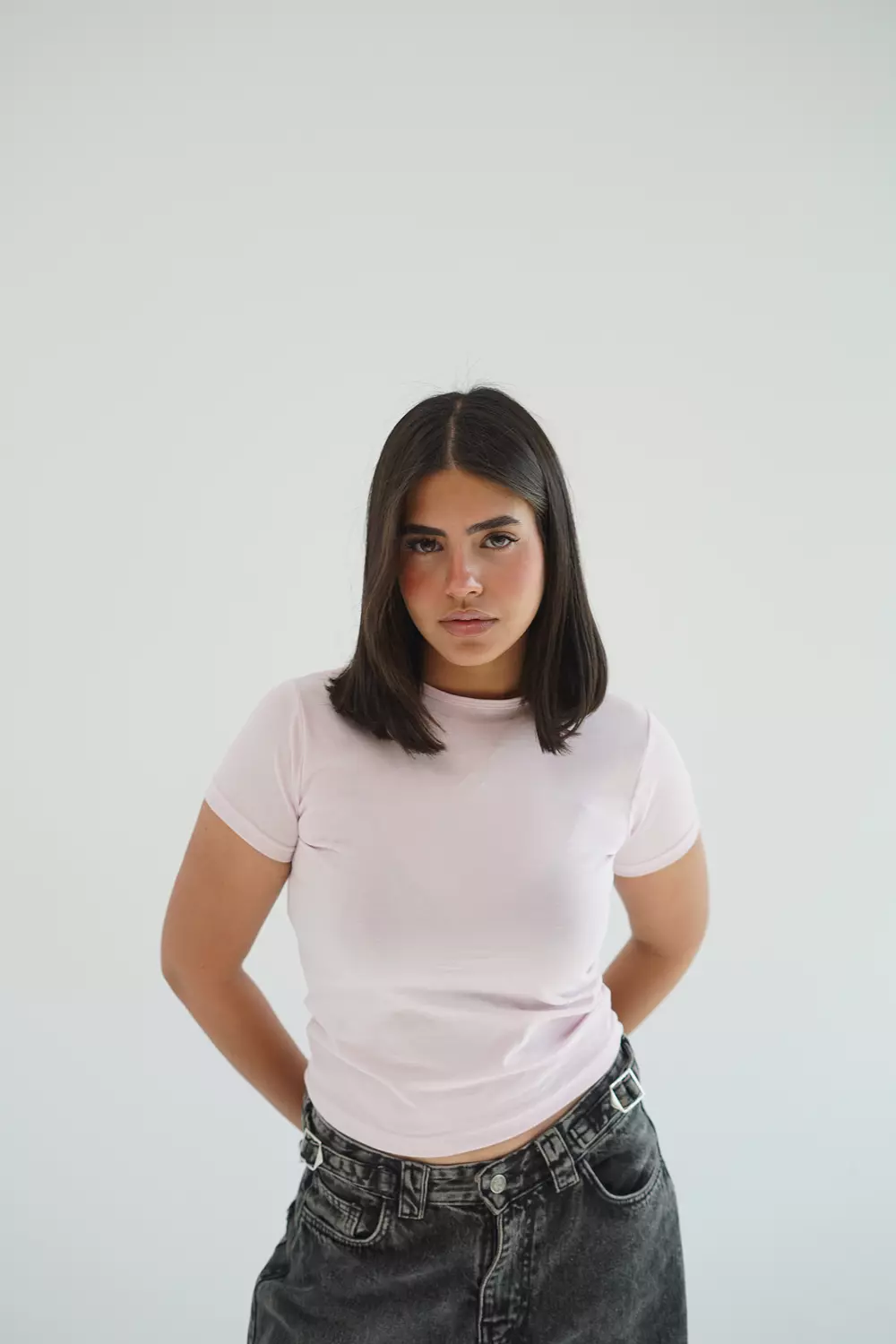 Pink top with half sleeve hover image