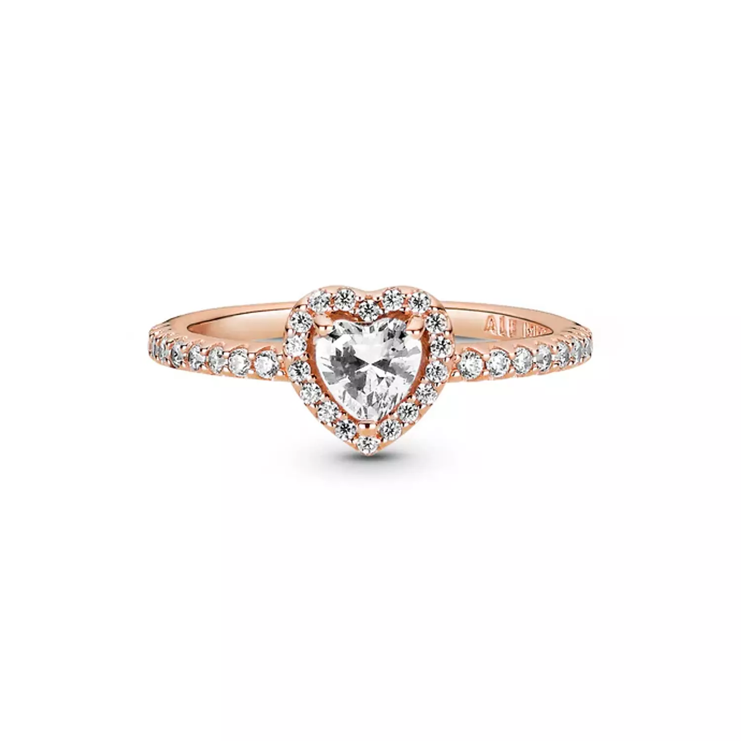 Heart 14k rose gold-plated ring with clear cubic zirconia | Pandora ...