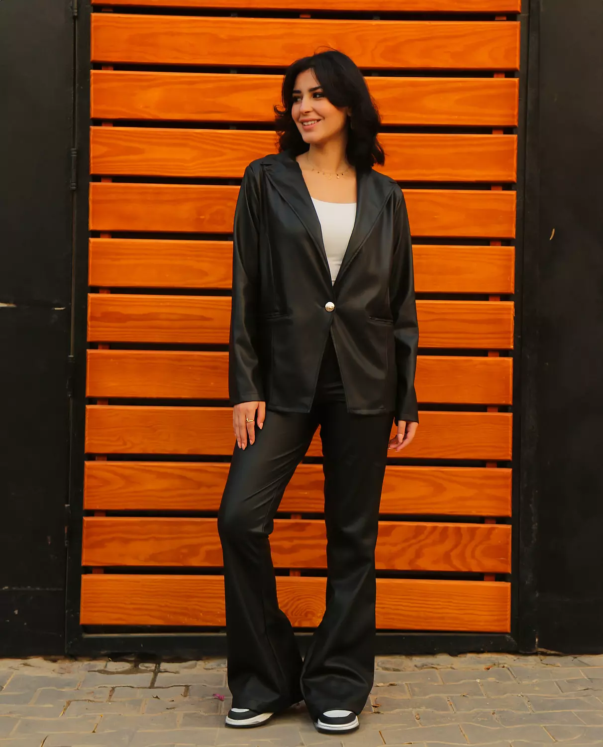 Flare faux leather black pants 2