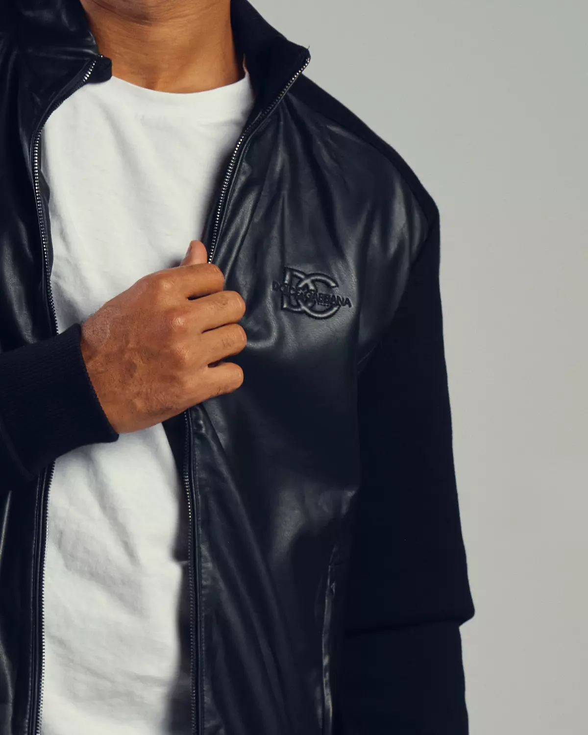 Dolce & Gabbana Wep Stripe Leather Bomber Jacket hover image