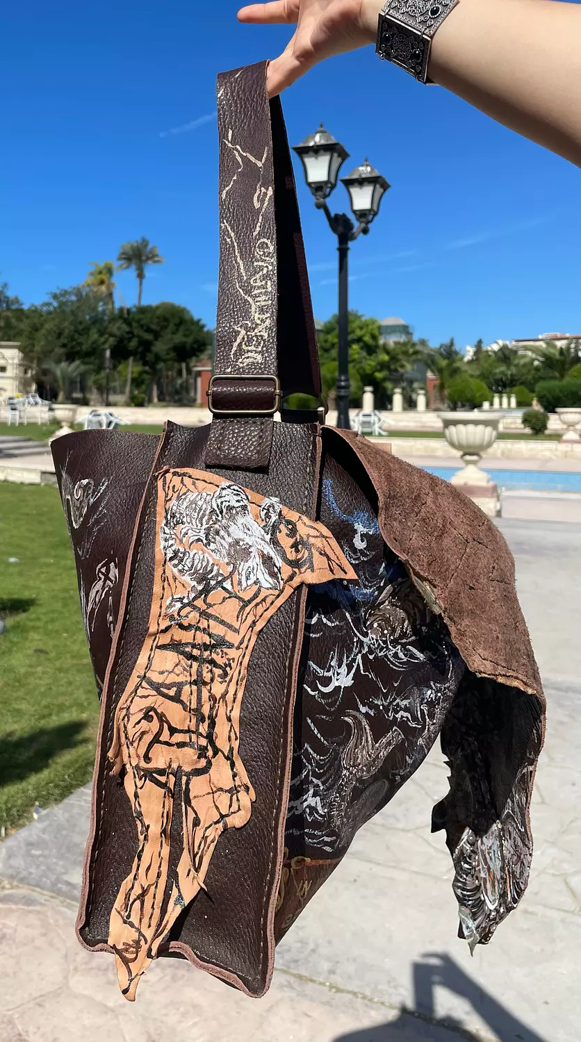 Treasure map real leather hand-made bag 4