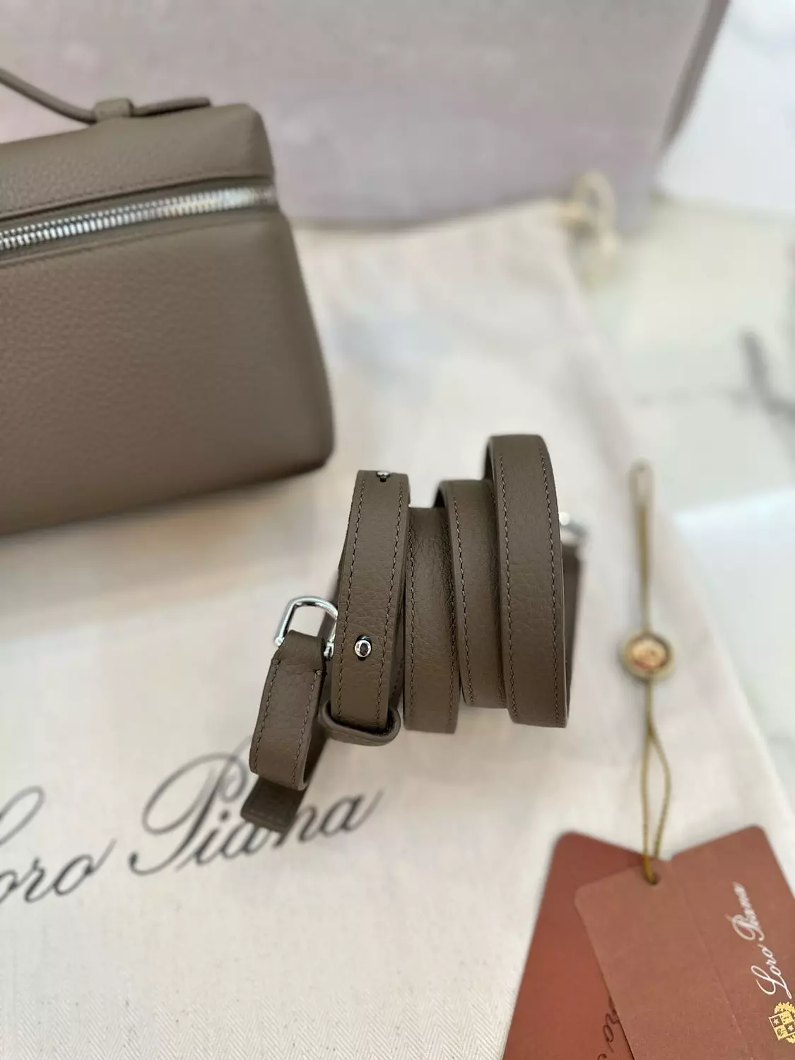 Loro piana L19 elephant grey with silver Hardware  2