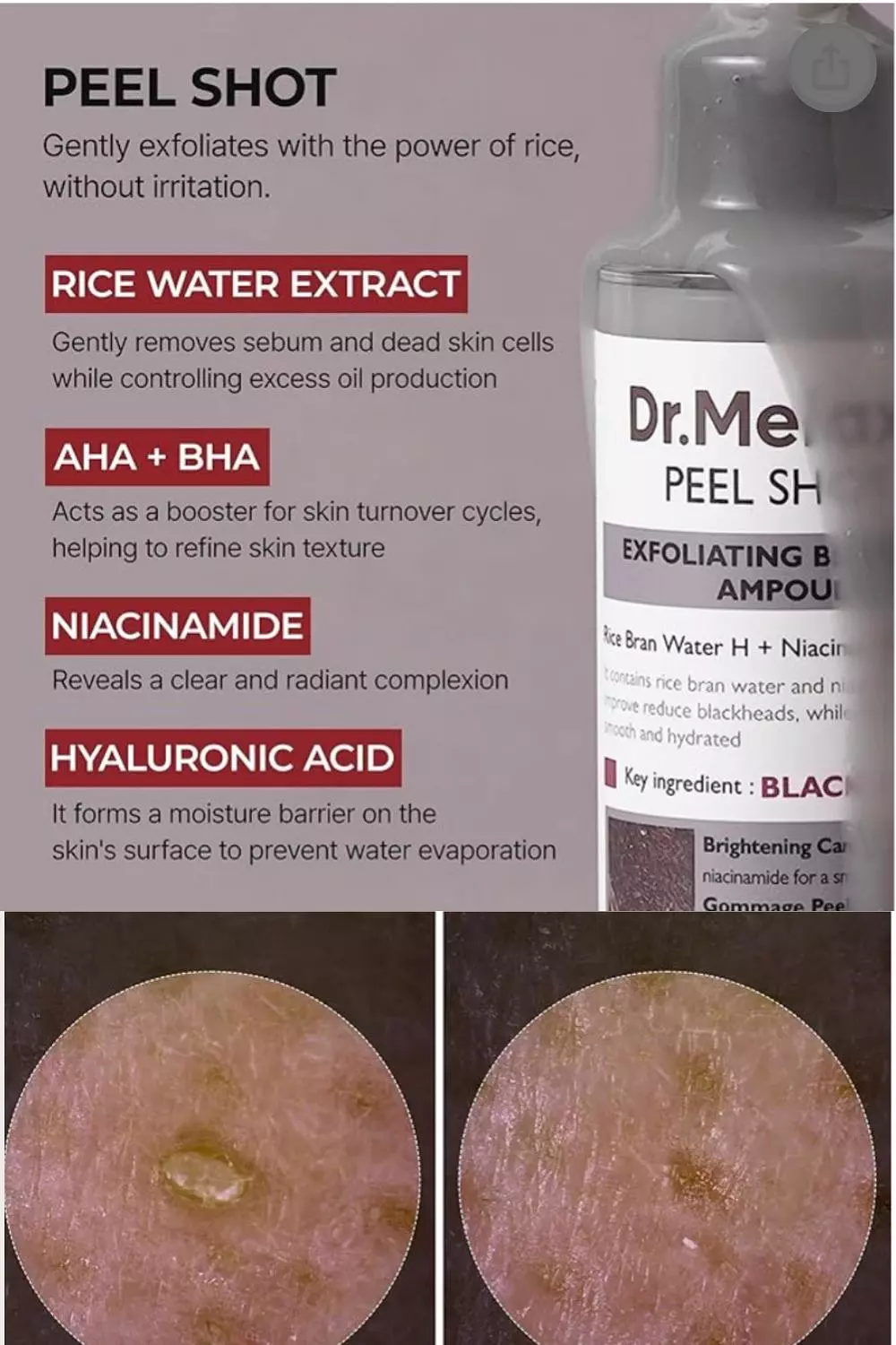 Dr. Melaxin – Peel Shot Exfoliant Black Rice Ampoule 4