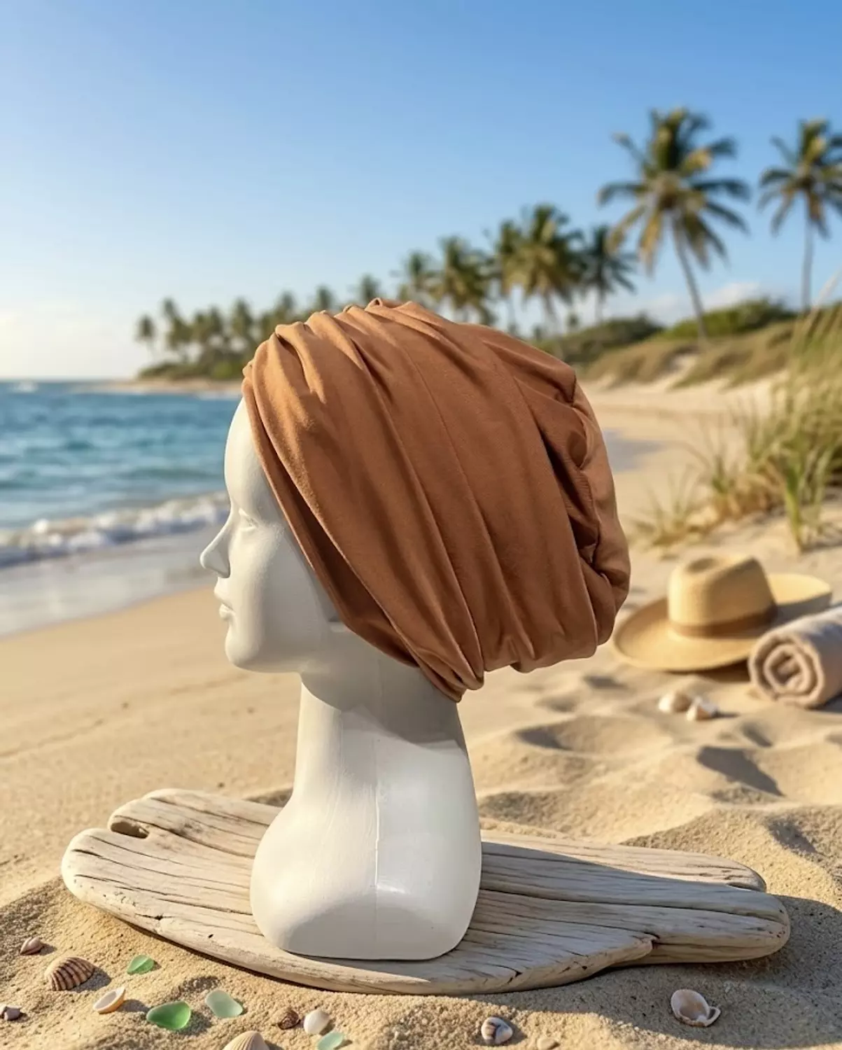 Double Layered Swimming Turban-Camel hover image