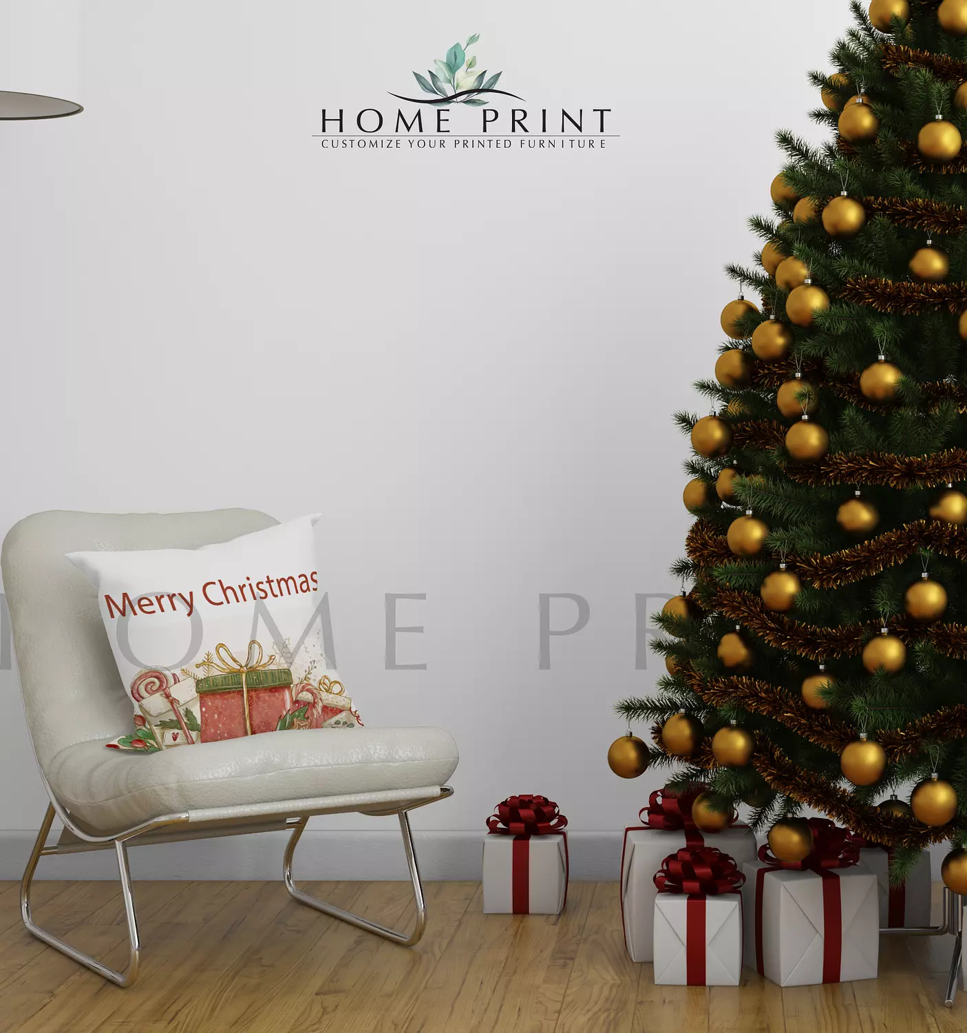  Christmas Cushion - Colorful Christmas Gifts - White background  image