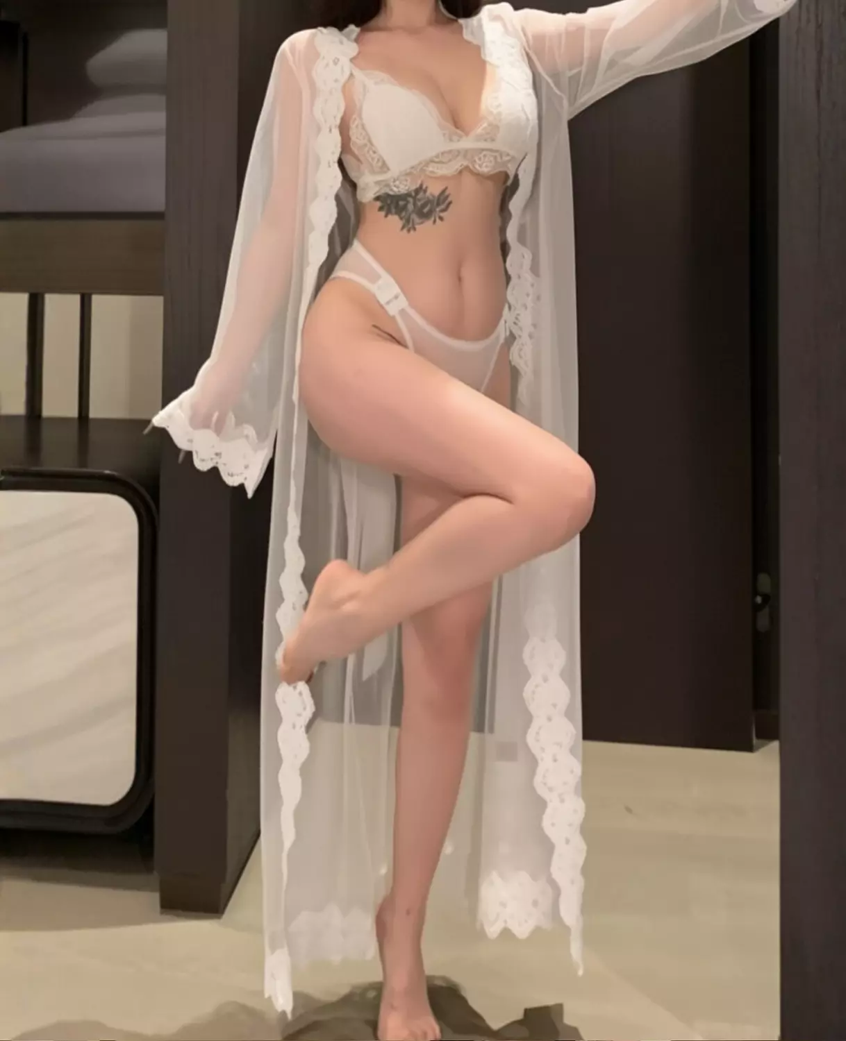 Sheer Lace Long Robe 2