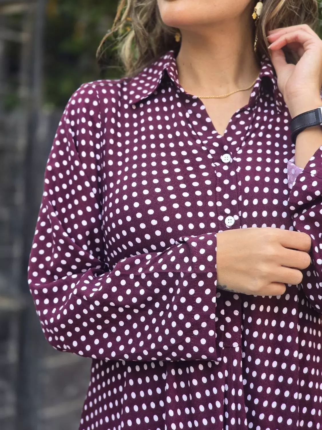 Burgundy maxi polka dress 5