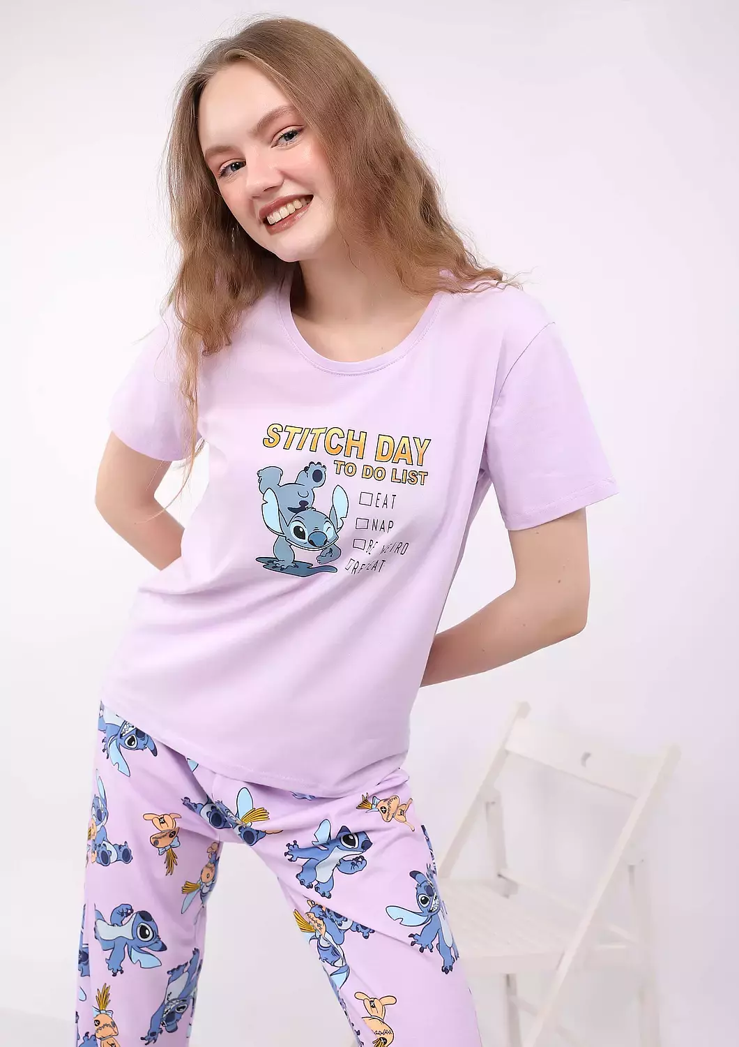 S138 Lilo and Stitch Full-Length pants pajama set  1
