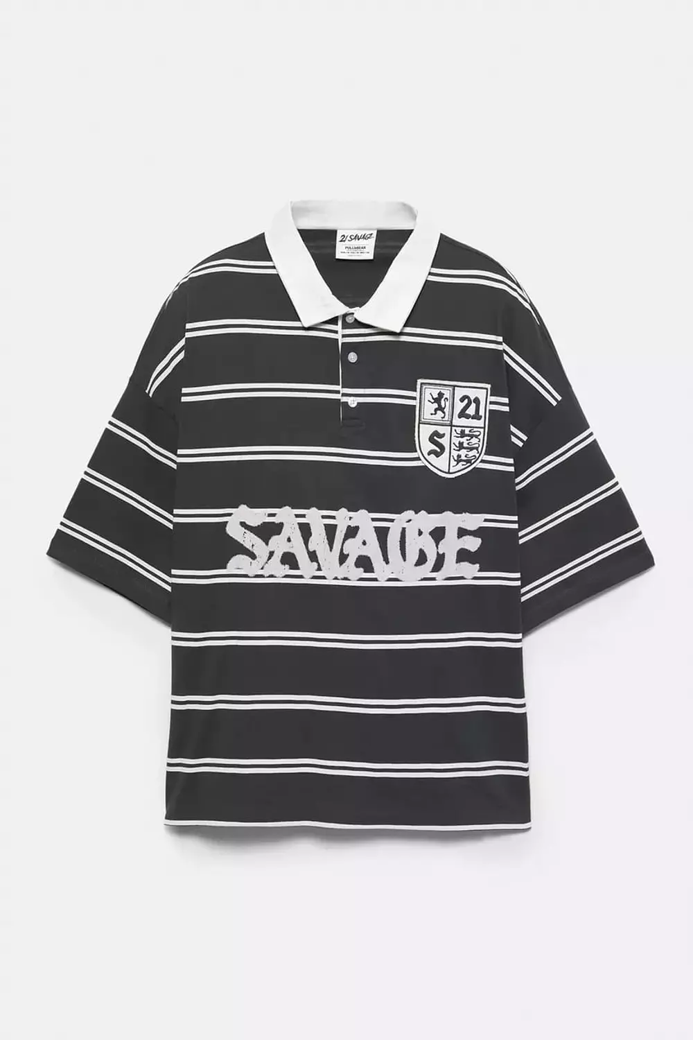 PULL&BEAR 21 SAVAGE STRIPED POLO T-SHIRT 3