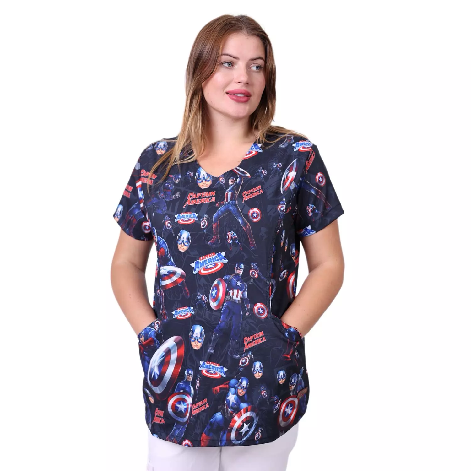 Female Captain America Printed Scrub image