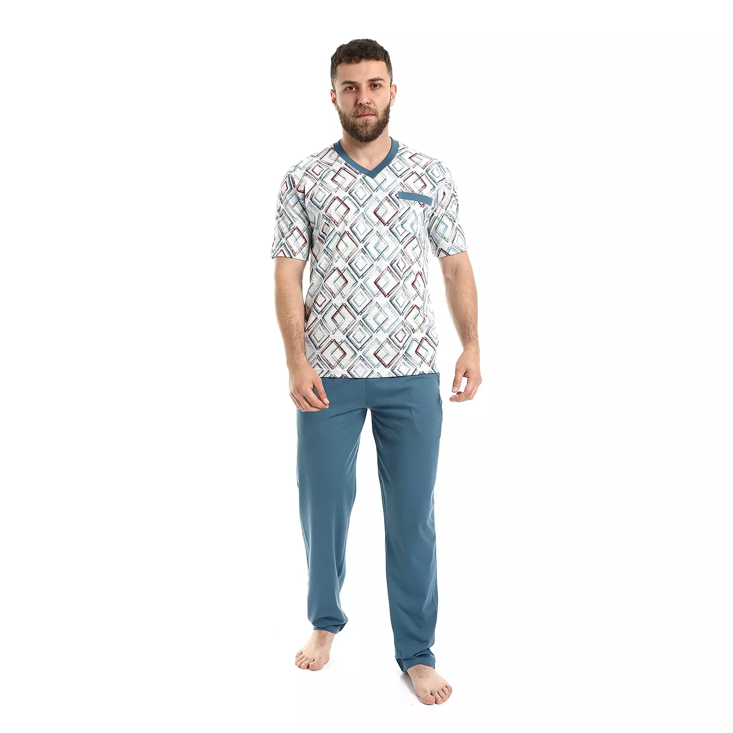 Men Printed Training - 2595 - Petroleum / Multicolored image