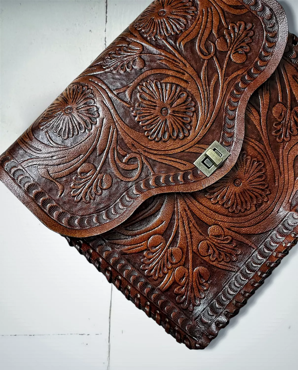 Fully Floral tooled leather bag  image