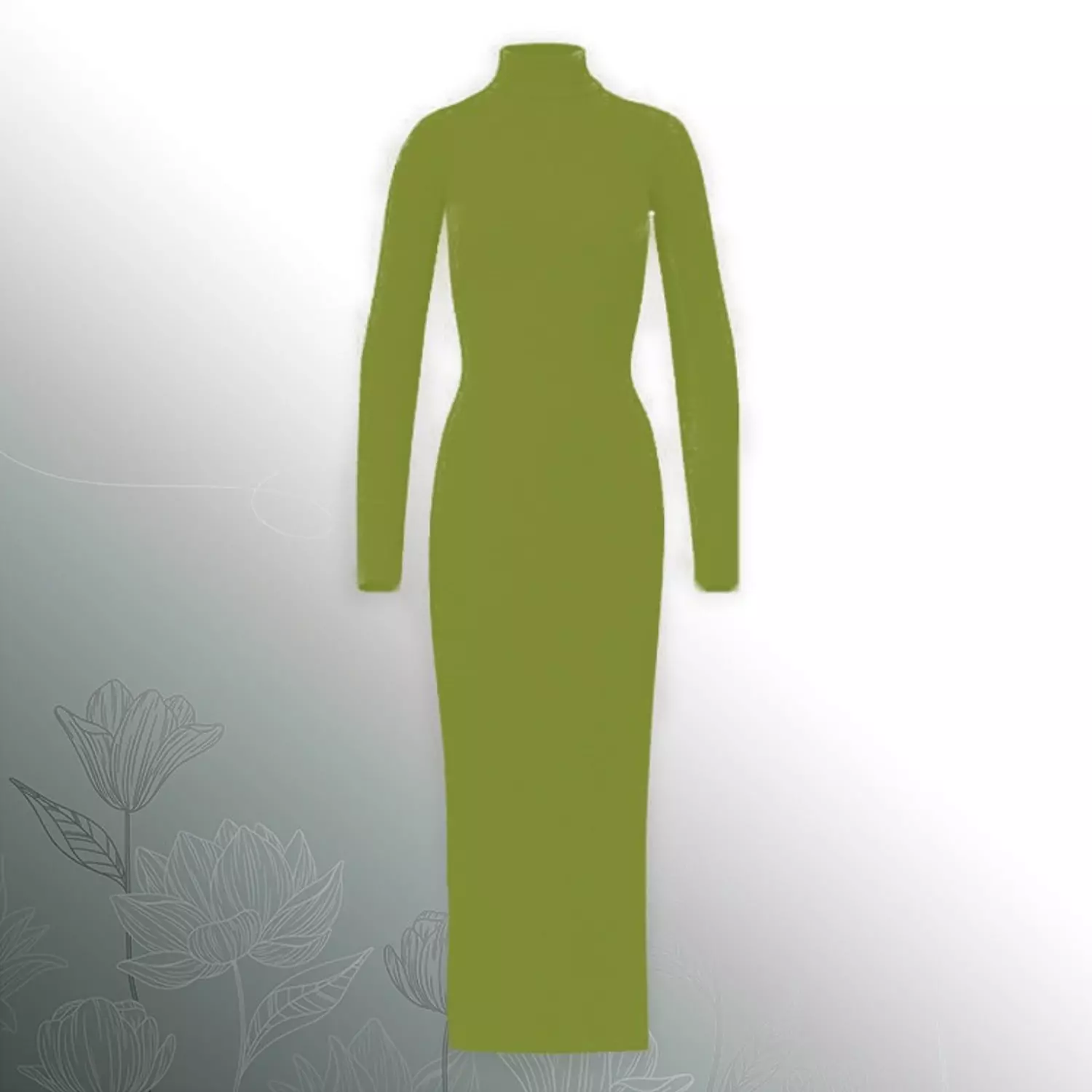 Knitted High-cool Plain Basic Dress - Lime green hover image