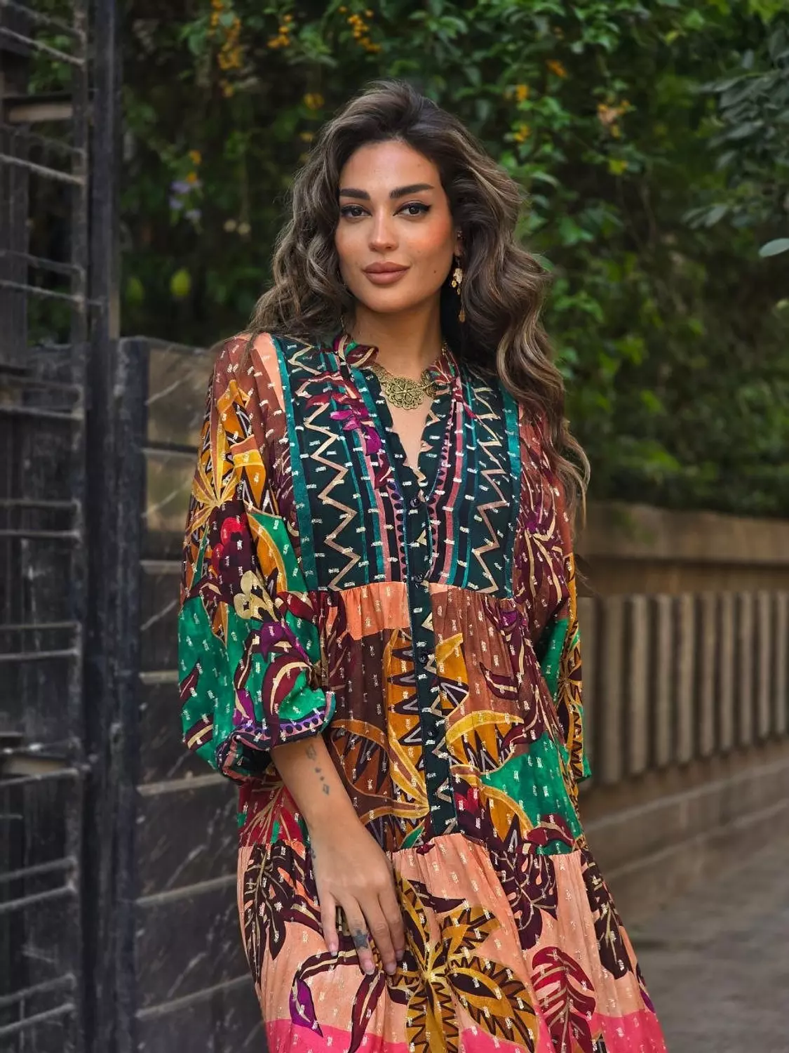 Green boho dress image