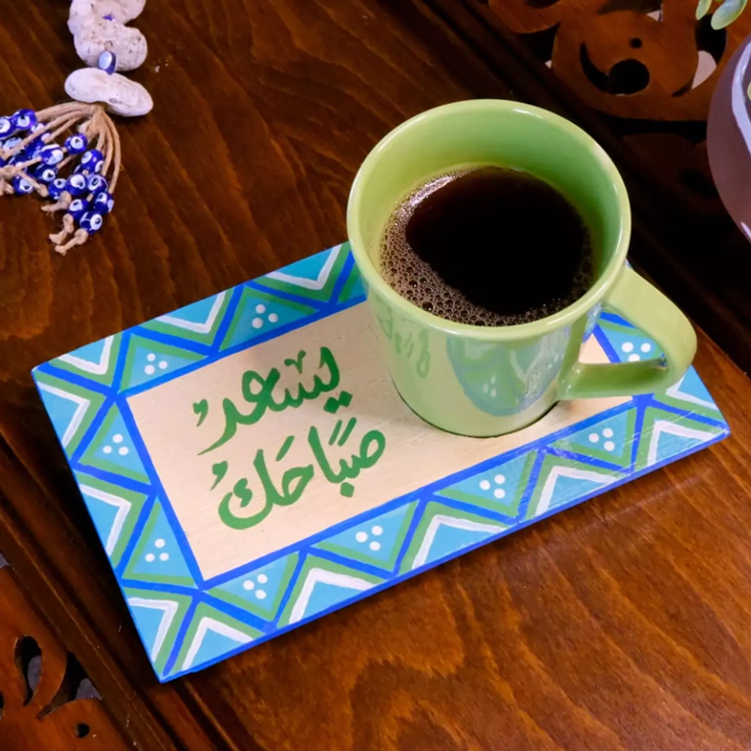 Coaster mug -triangle  blue image